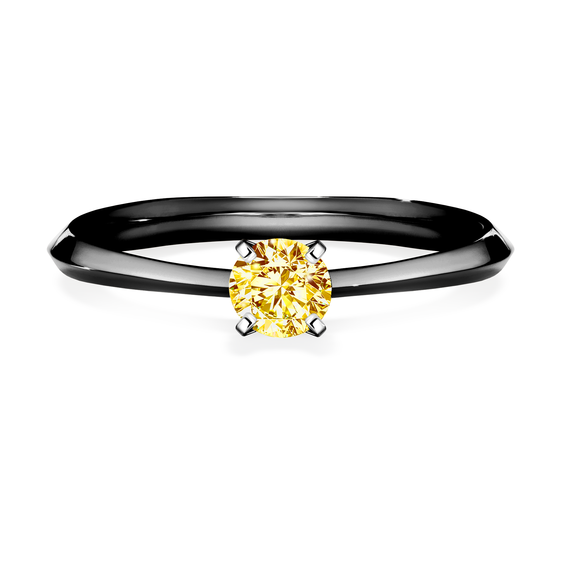 Pierścionek zaręczynowy My Angel z czarnego złota z żółtym diamentem 0,25CT