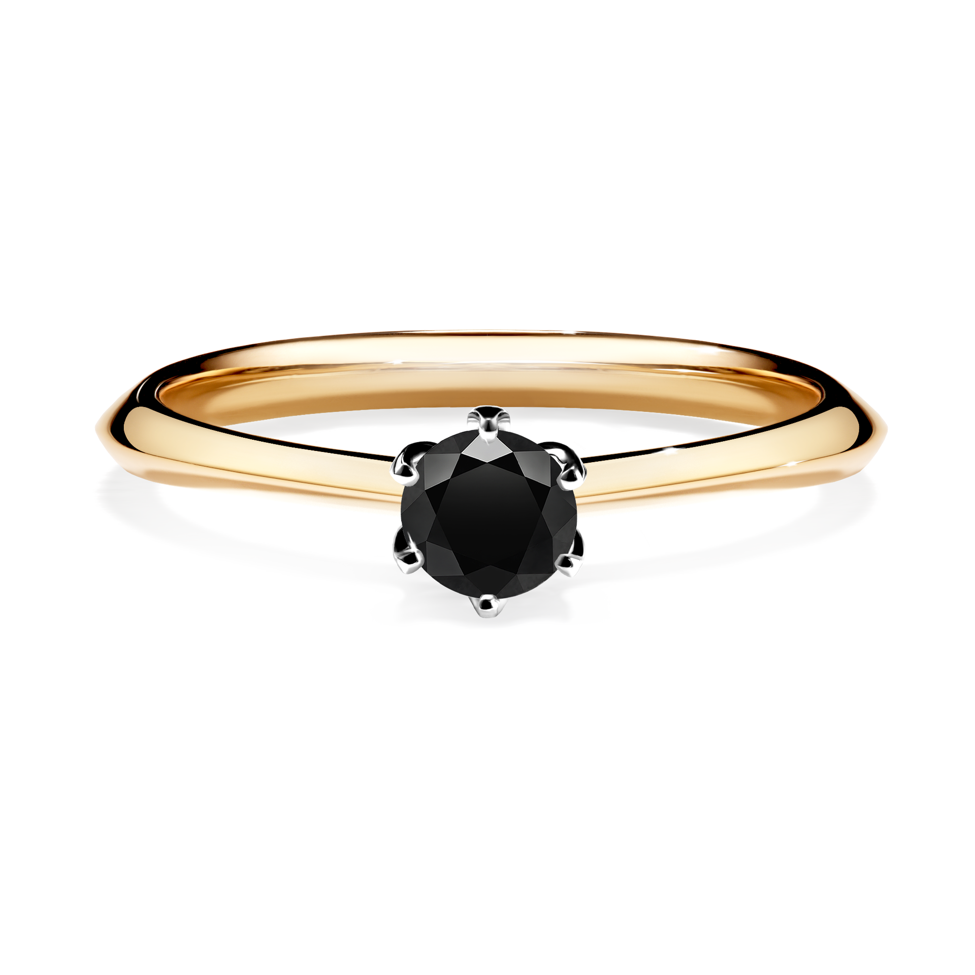 Pierścionek zaręczynowy My Daisy z żółtego złota z czarnym diamentem 0,25CT