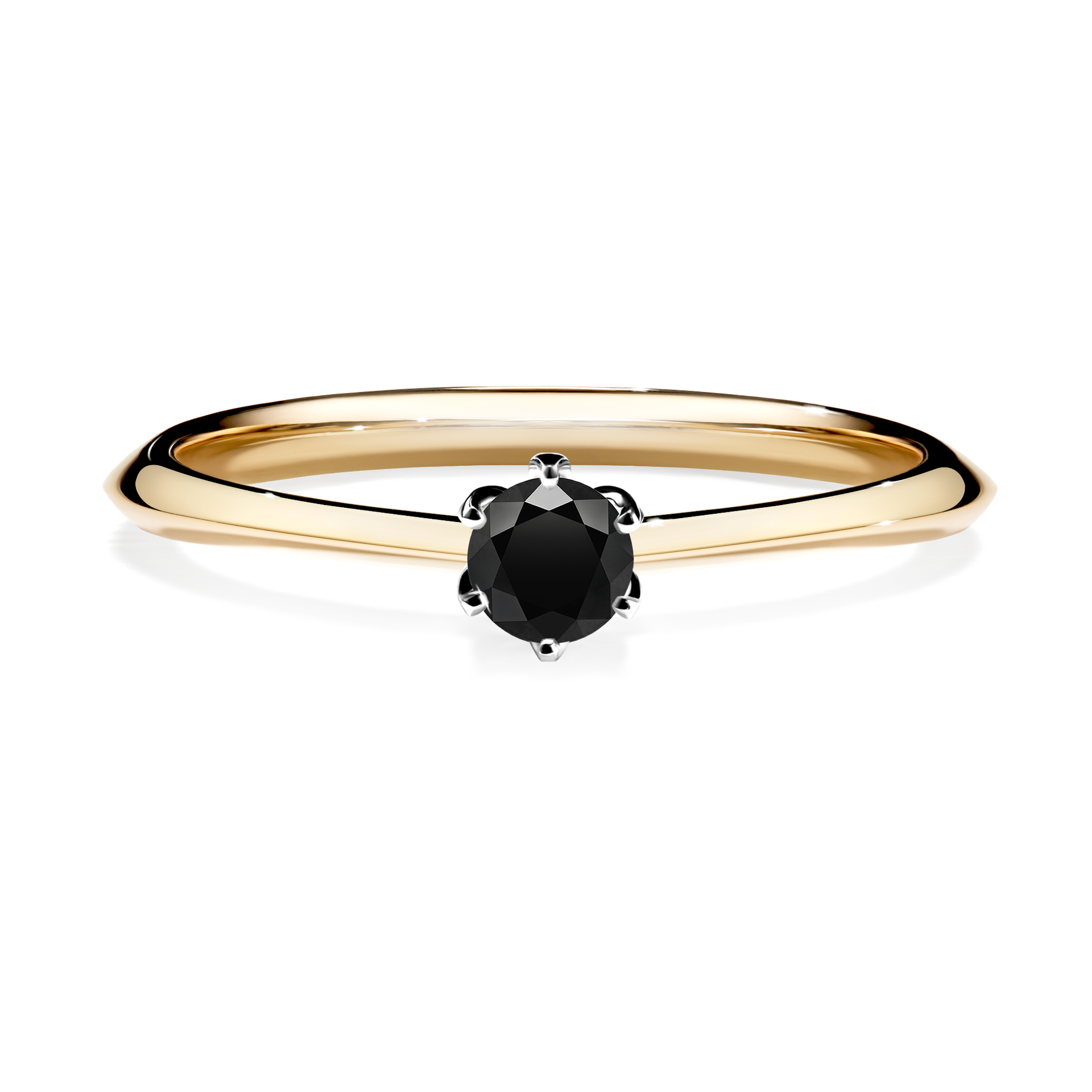 Pierścionek zaręczynowy My Daisy z żółtego złota z czarnym diamentem 0,17CT