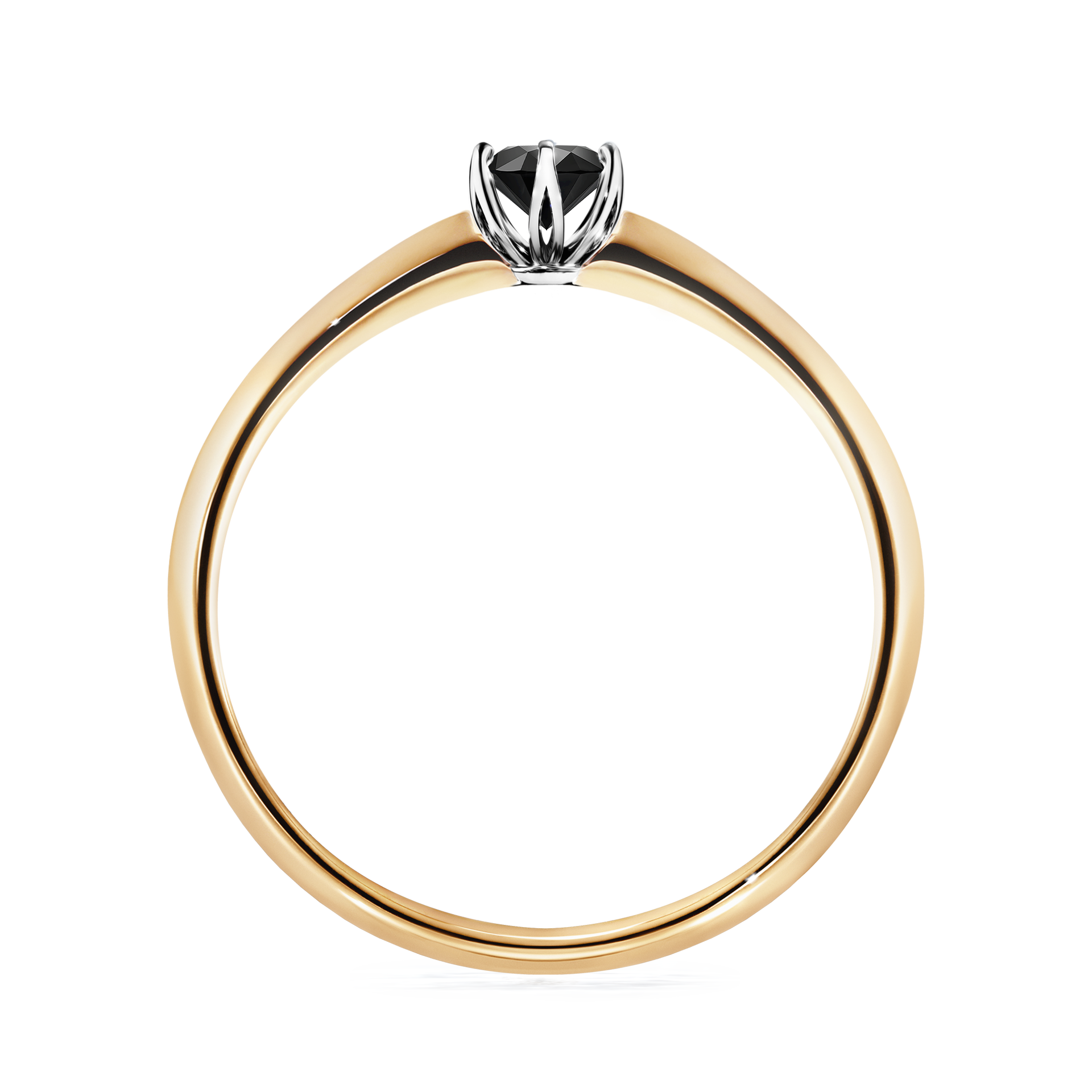 Pierścionek zaręczynowy My Daisy z żółtego złota z czarnym diamentem 0,17CT