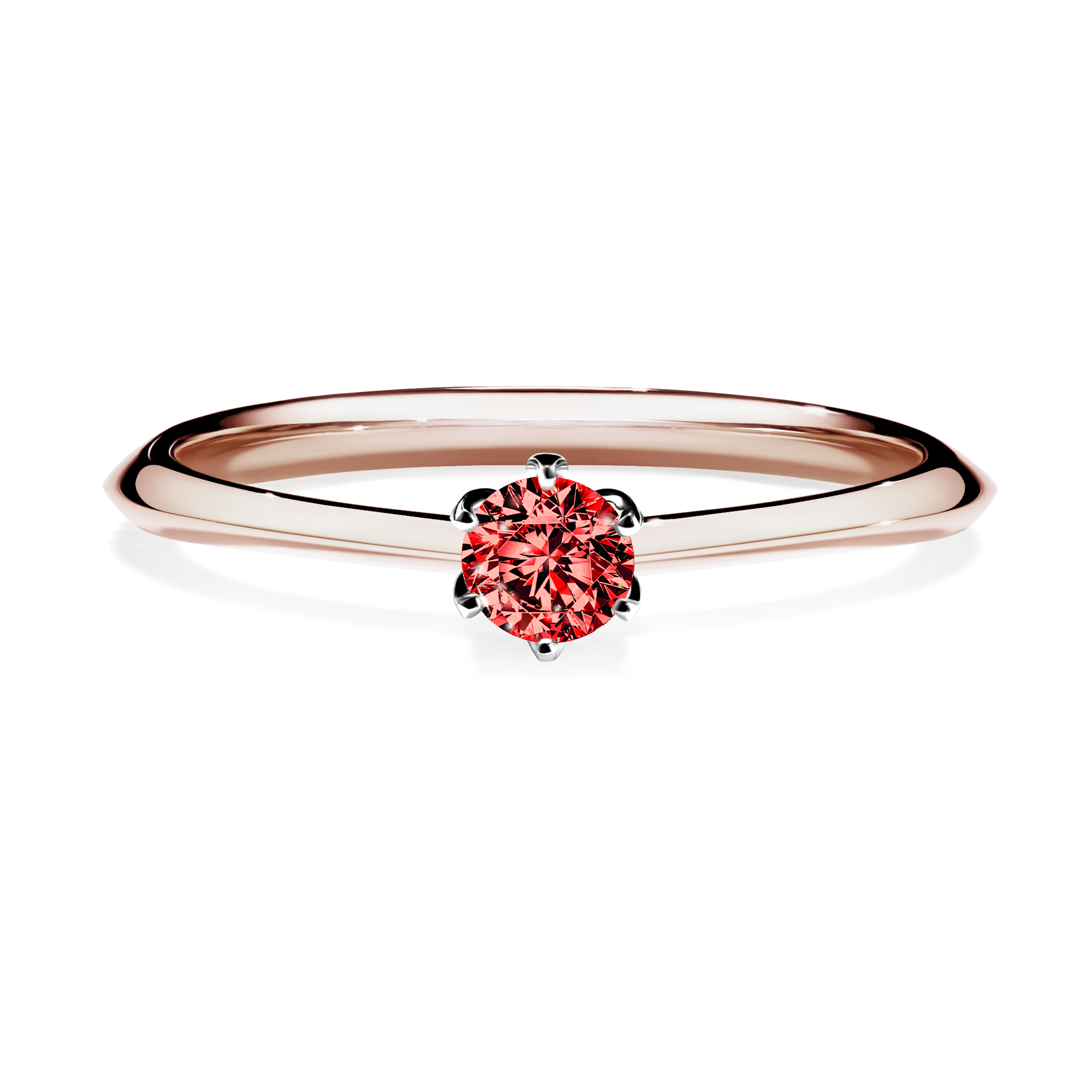 Pierścionek zaręczynowy My Daisy z różowego złota z czerwonym diamentem 0,17CT