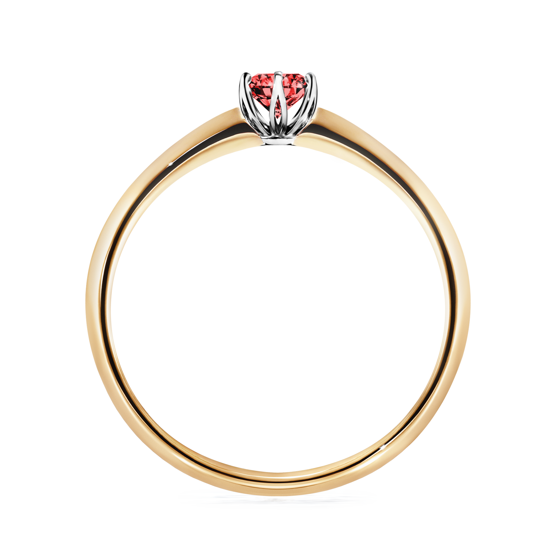 Pierścionek zaręczynowy My Daisy z żółtego złota z czerwonym diamentem 0,17CT