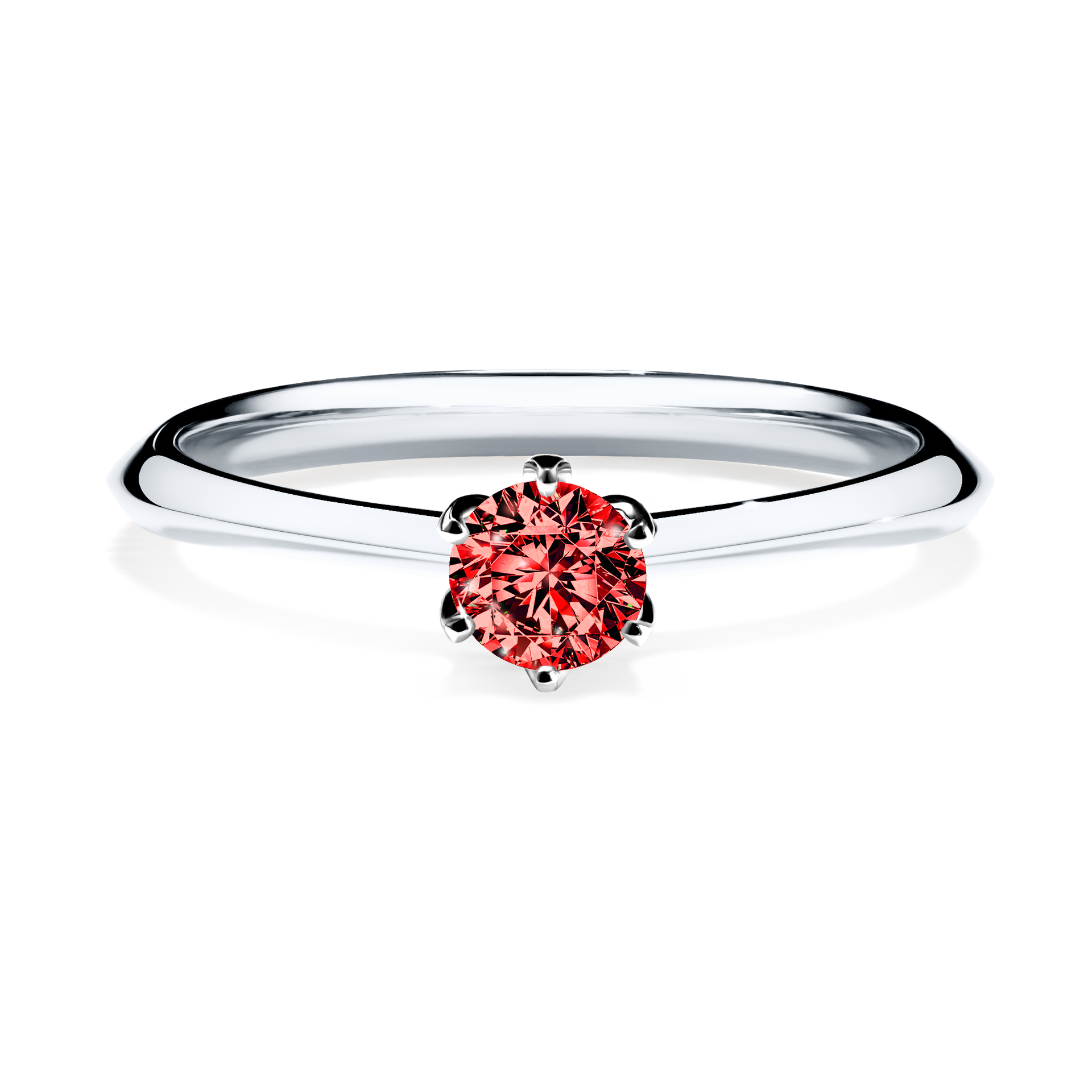 Pierścionek zaręczynowy My Daisy z białego złota z czerwonym diamentem 0,25CT