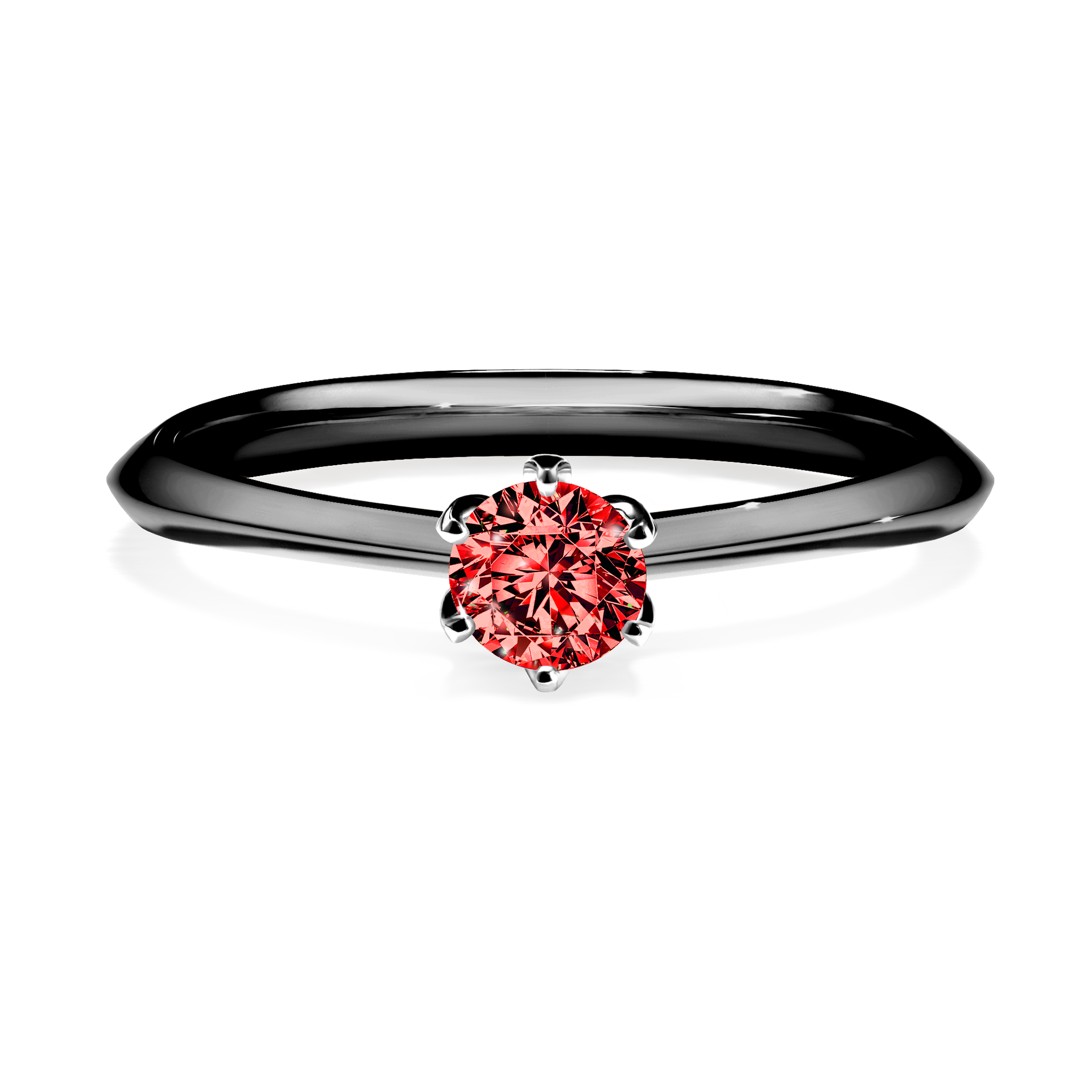 Pierścionek zaręczynowy My Daisy z czarnego złota z czerwonym diamentem 0,25CT