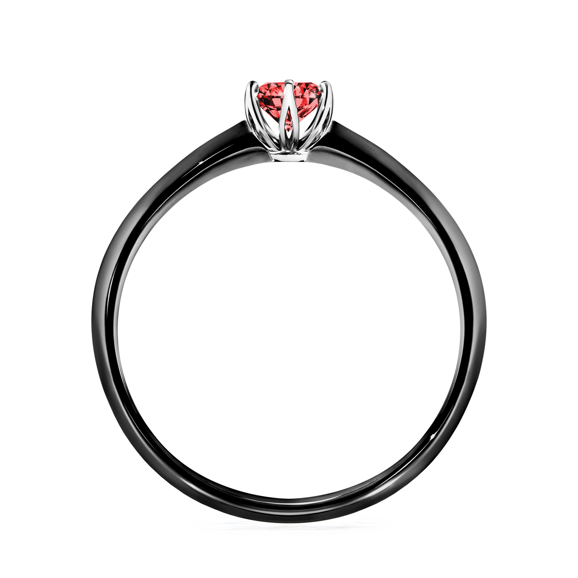 Pierścionek zaręczynowy My Daisy z czarnego złota z czerwonym diamentem 0,25CT