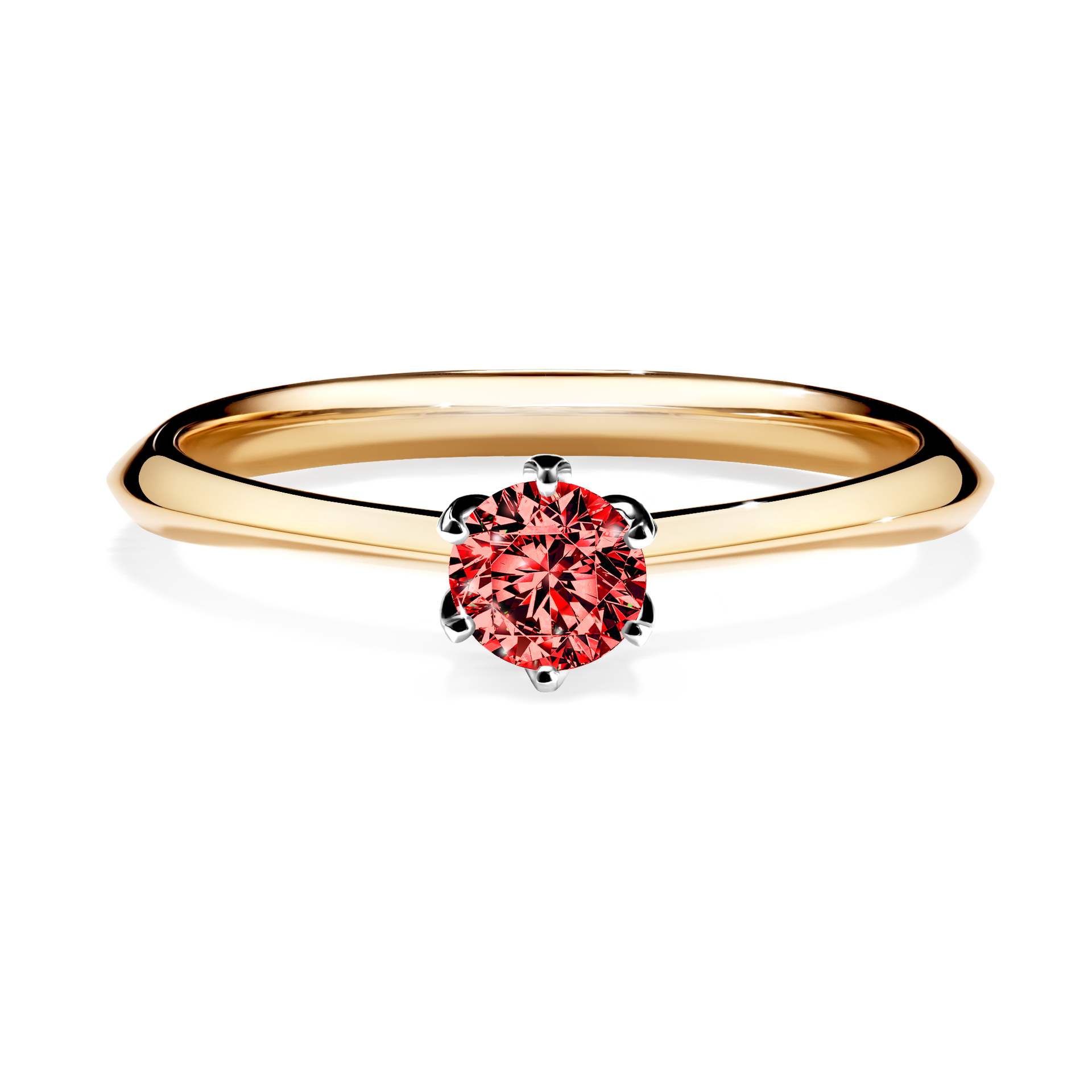 Pierścionek zaręczynowy My Daisy z żółtego złota z czerwonym diamentem 0,25CT