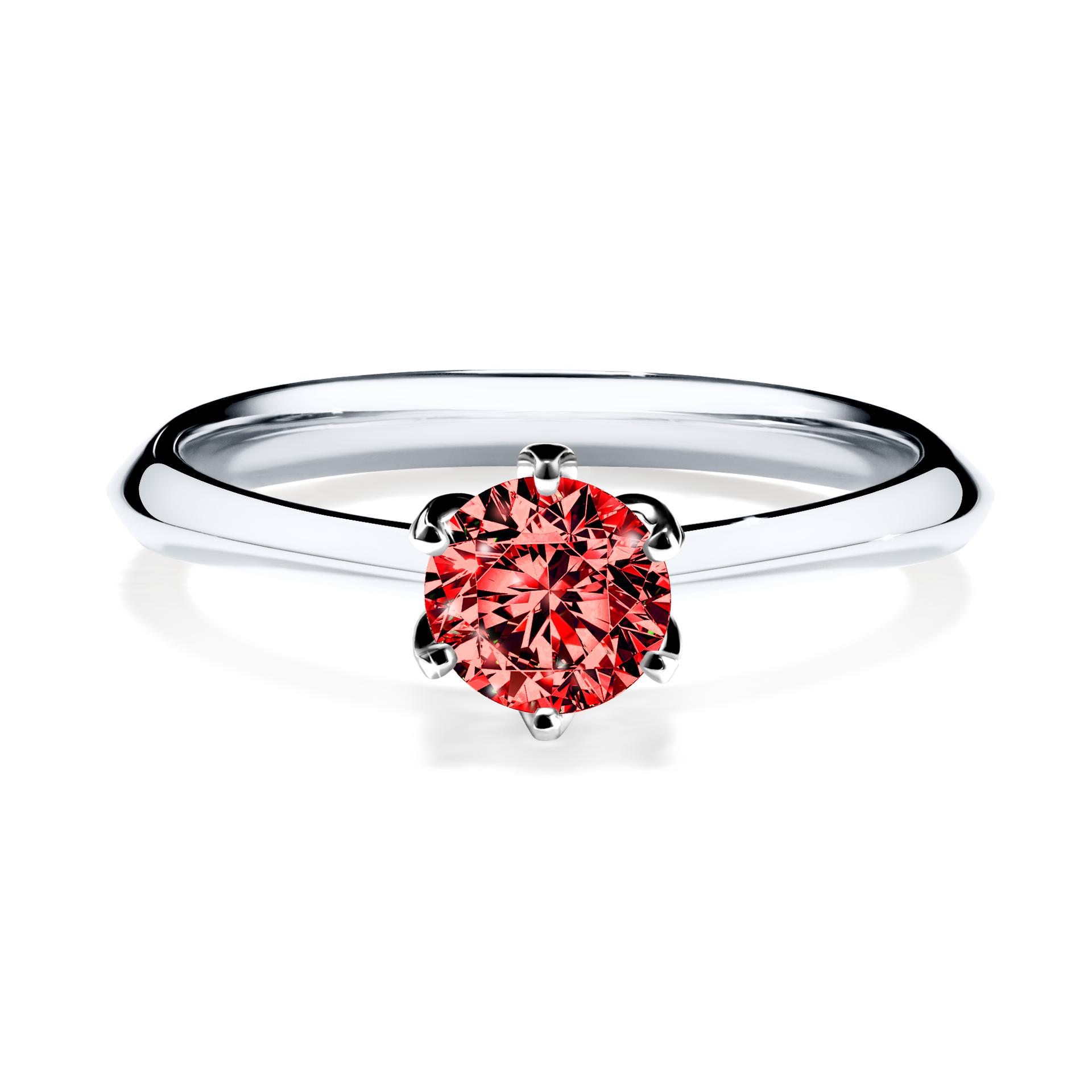 Pierścionek zaręczynowy My Daisy z białego złota z czerwonym diamentem 0,50CT