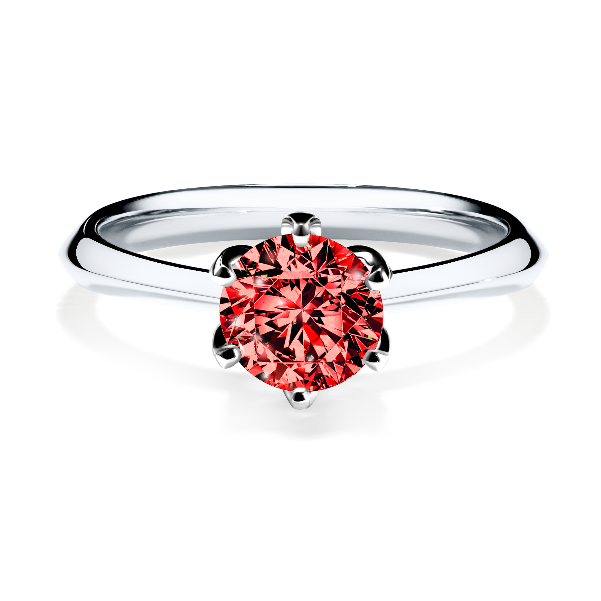 Pierścionek zaręczynowy My Daisy z białego złota z czerwonym diamentem 0,80CT