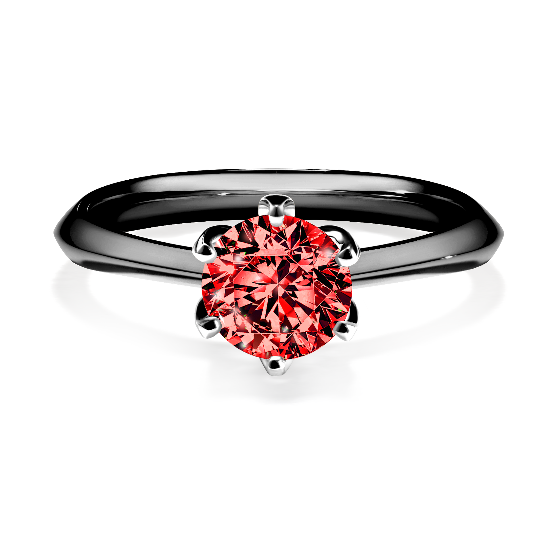 Pierścionek zaręczynowy My Daisy z czarnego złota z czerwonym diamentem 0,80CT