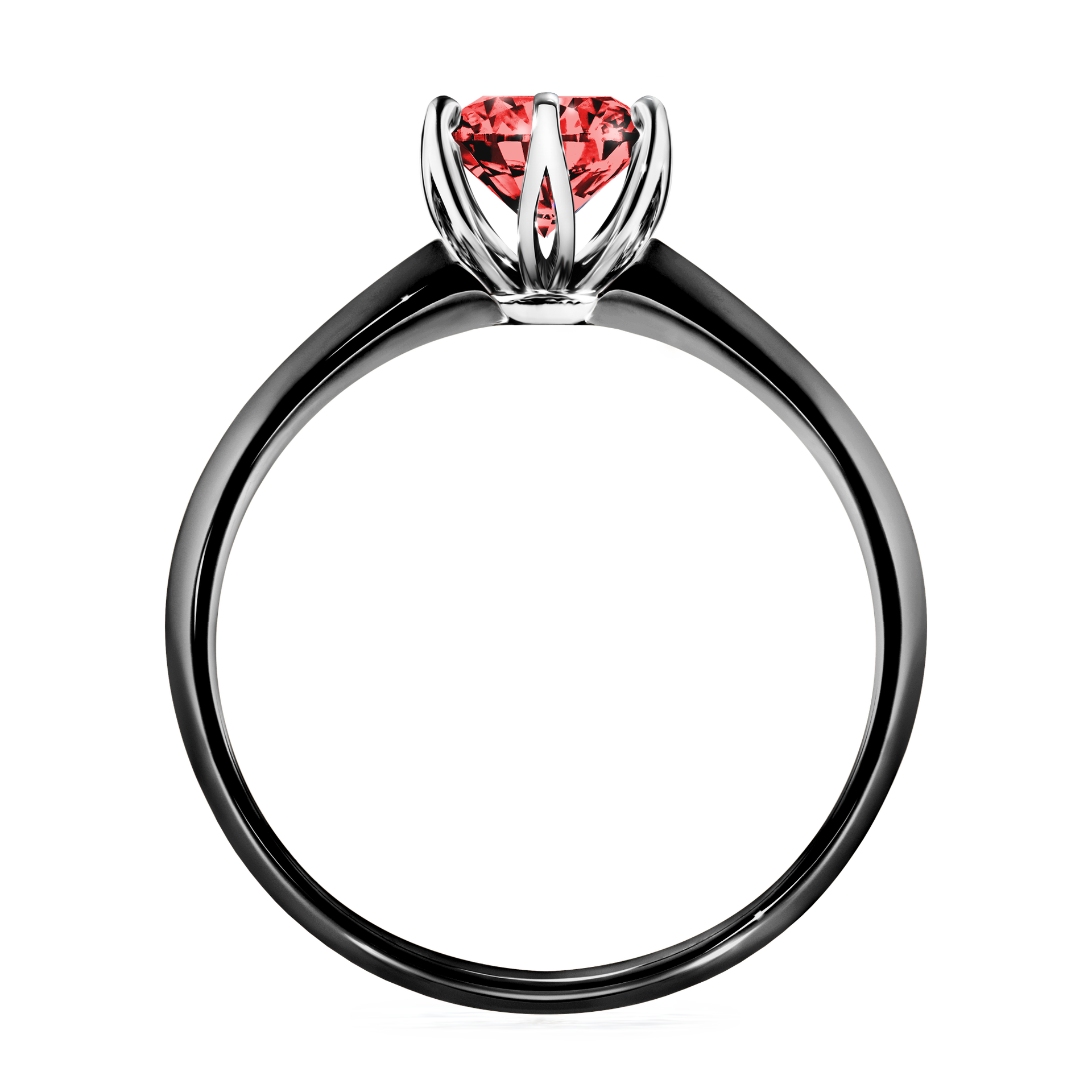 Pierścionek zaręczynowy My Daisy z czarnego złota z czerwonym diamentem 0,80CT