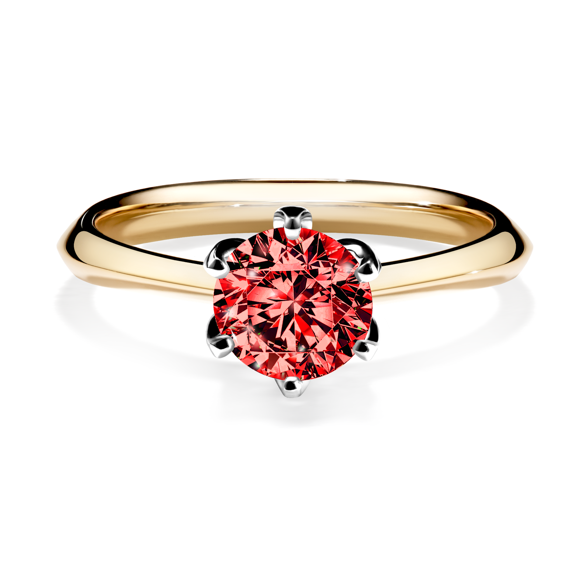 Pierścionek zaręczynowy My Daisy z żółtego złota z czerwonym diamentem 0,80CT