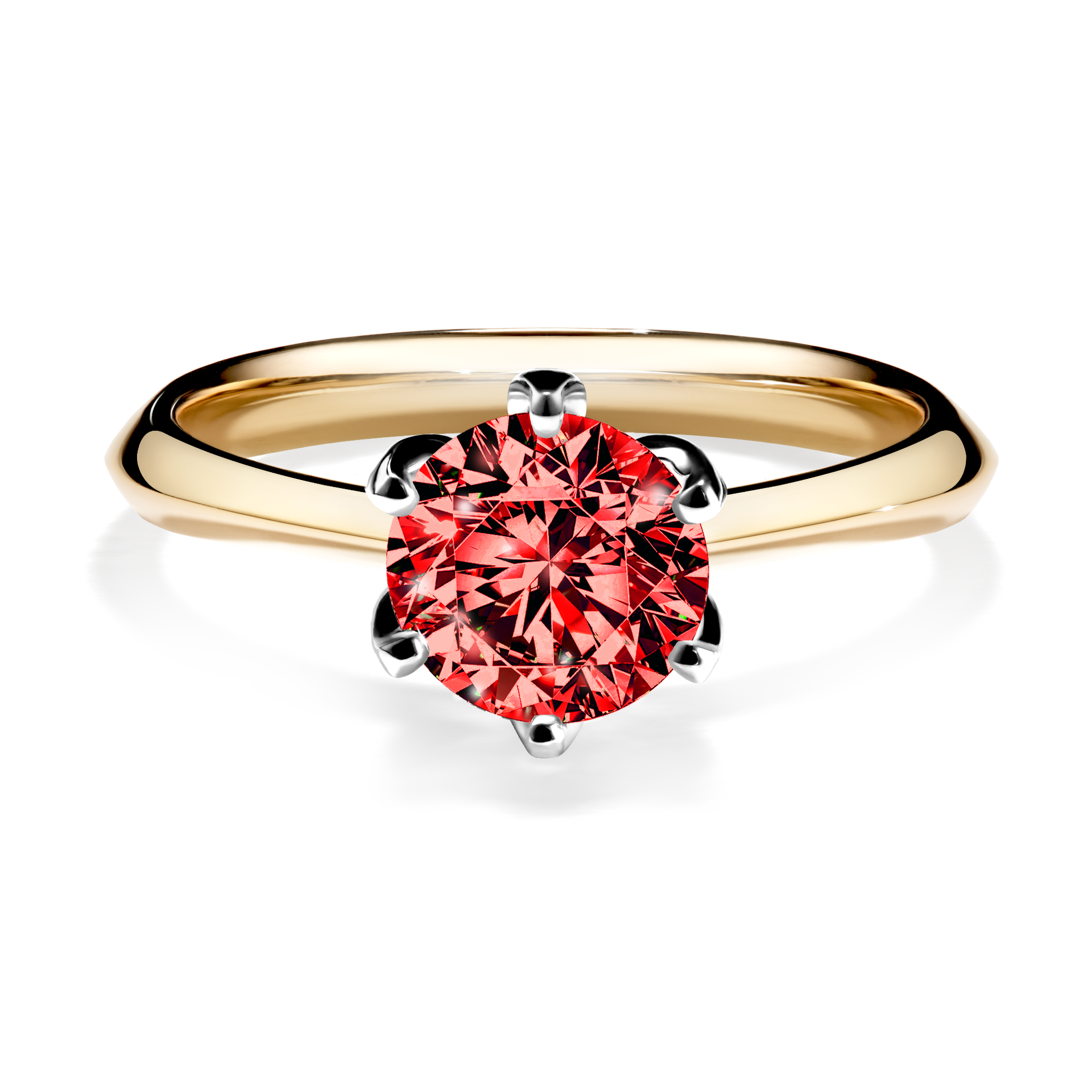 Pierścionek zaręczynowy My Daisy z żółtego złota z czerwonym diamentem 1,00CT