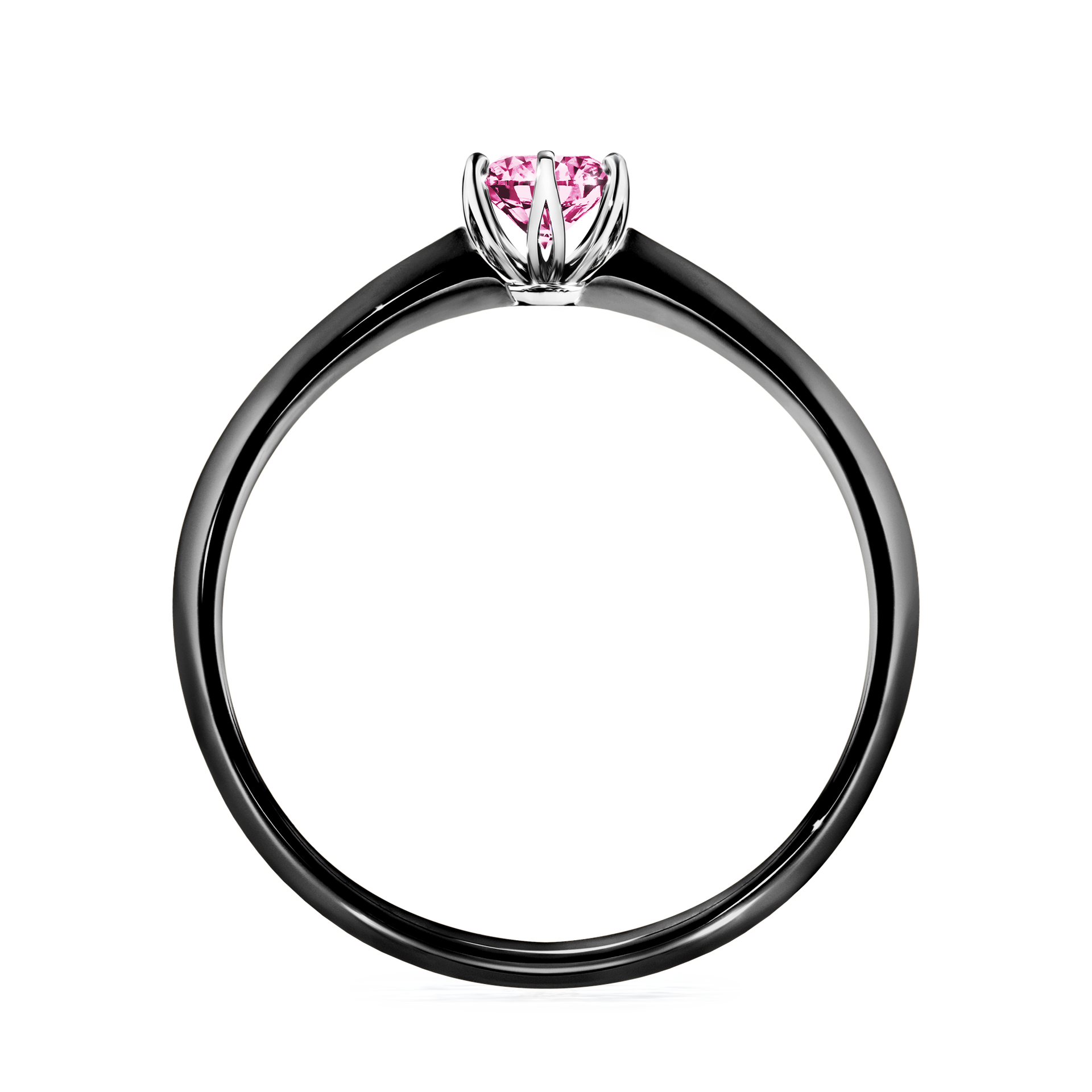 Pierścionek zaręczynowy My Daisy z czarnego złota z różowym diamentem 0,25CT