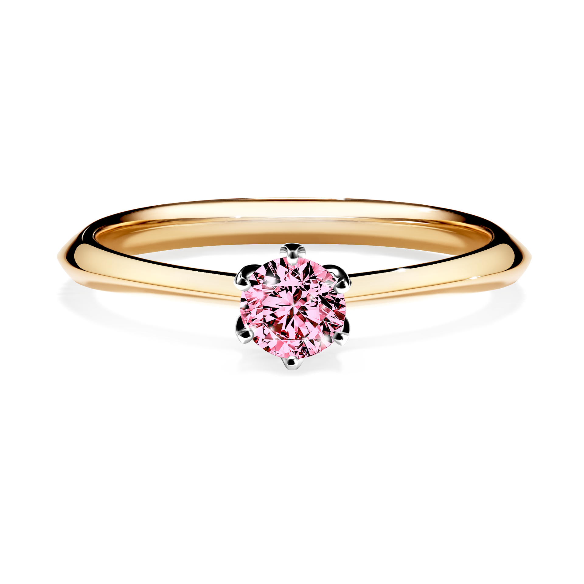 Pierścionek zaręczynowy My Daisy z żółtego złota z różowym diamentem 0,25CT