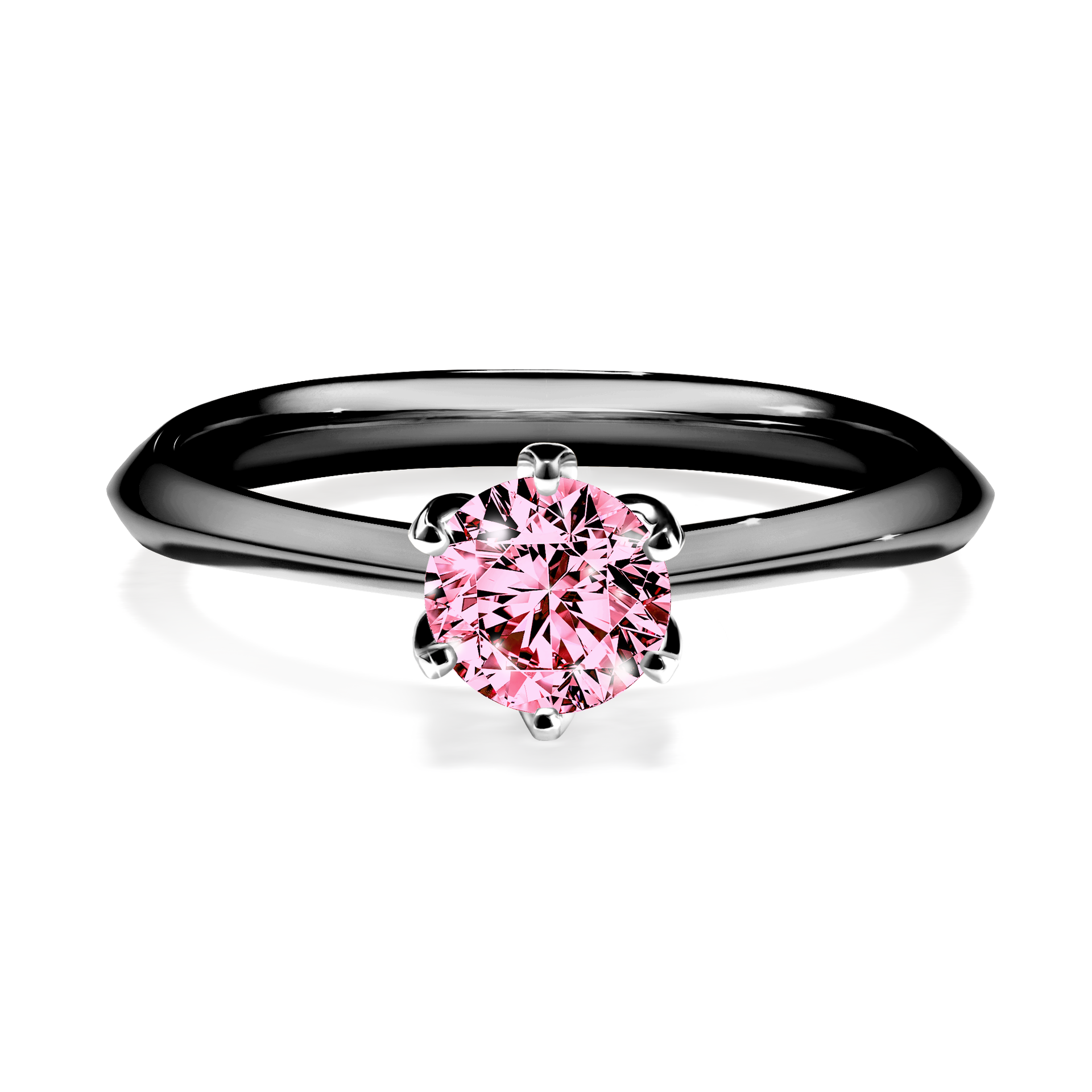 Pierścionek zaręczynowy My Daisy z czarnego złota z różowym diamentem 0,50CT
