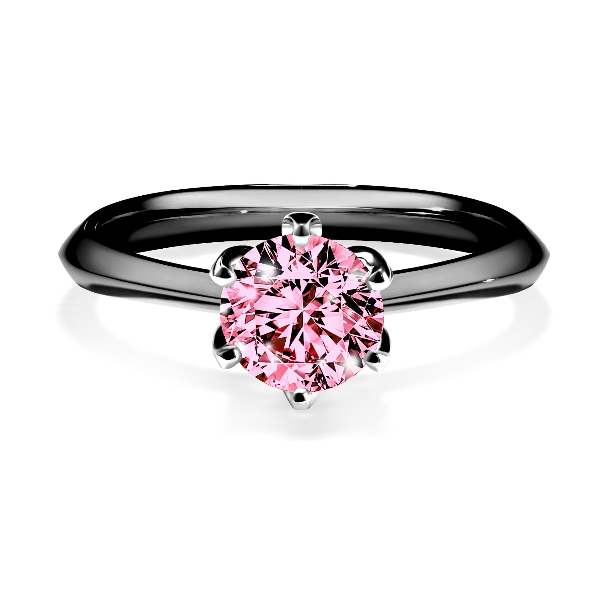 Pierścionek zaręczynowy My Daisy z czarnego złota z różowym diamentem 0,80CT