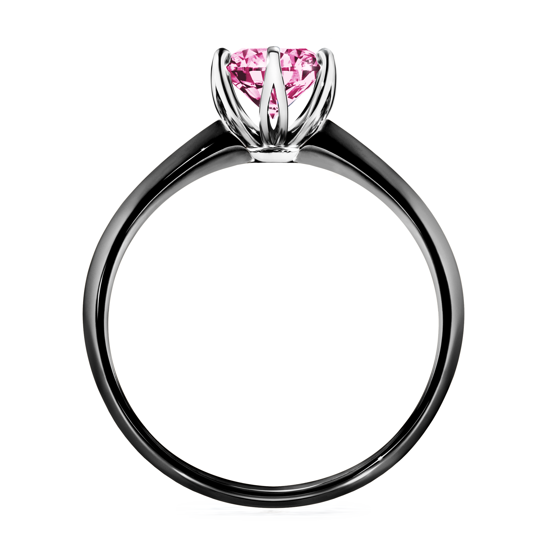 Pierścionek zaręczynowy My Daisy z czarnego złota z różowym diamentem 0,80CT