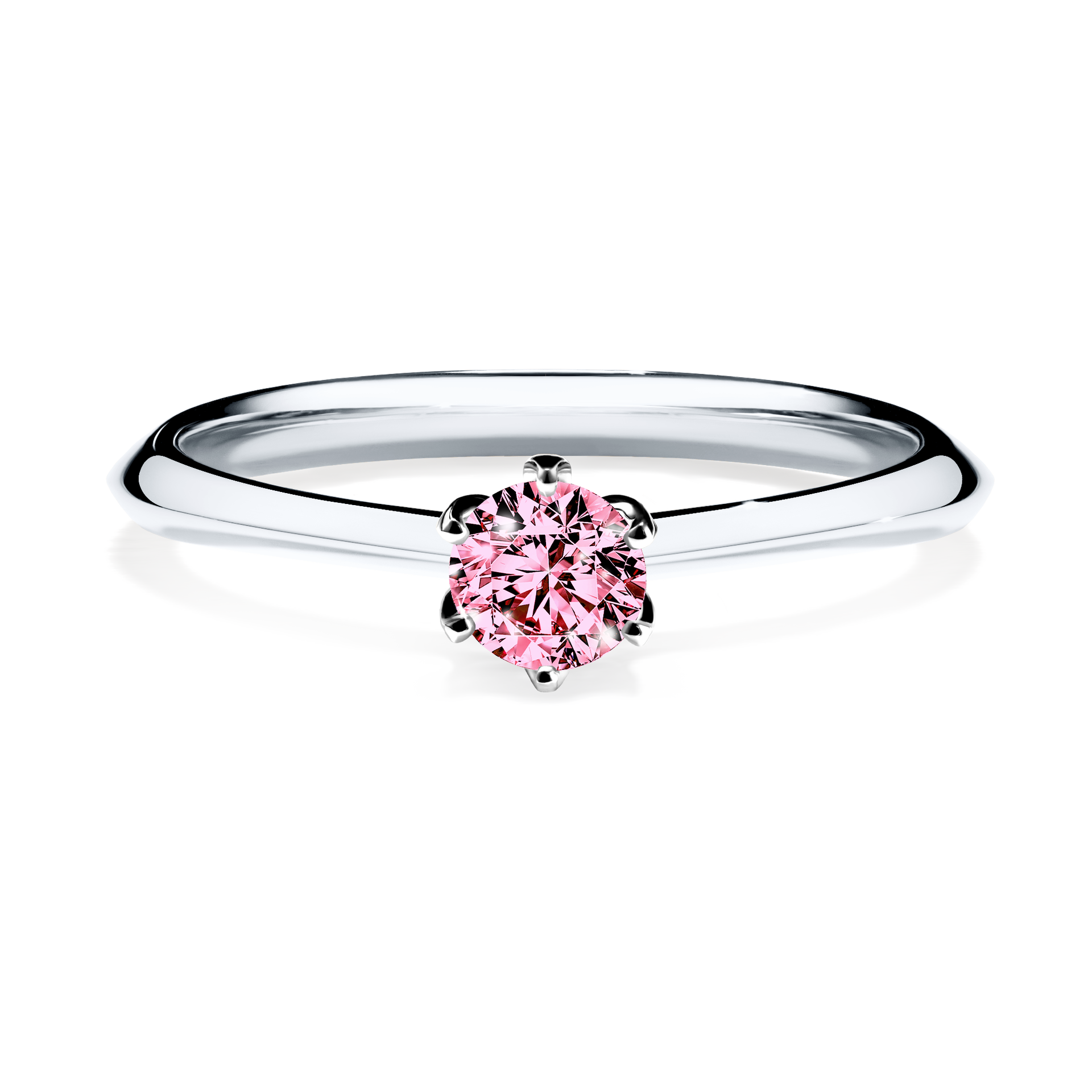 Pierścionek zaręczynowy My Daisy z białego złota z różowym diamentem 0,25CT