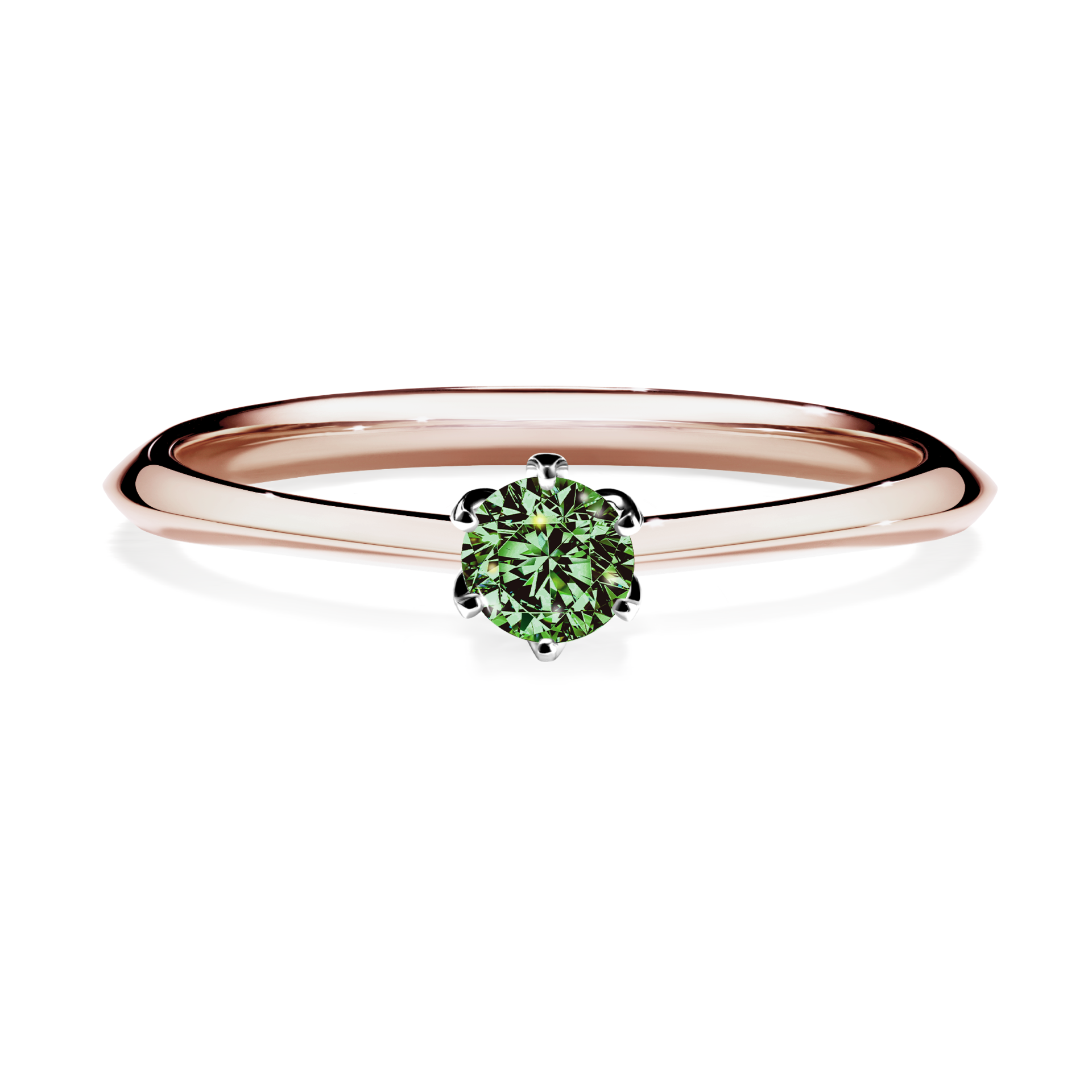 Pierścionek zaręczynowy My Daisy z różowego złota z ciemnym zielonym diamentem 0,17CT