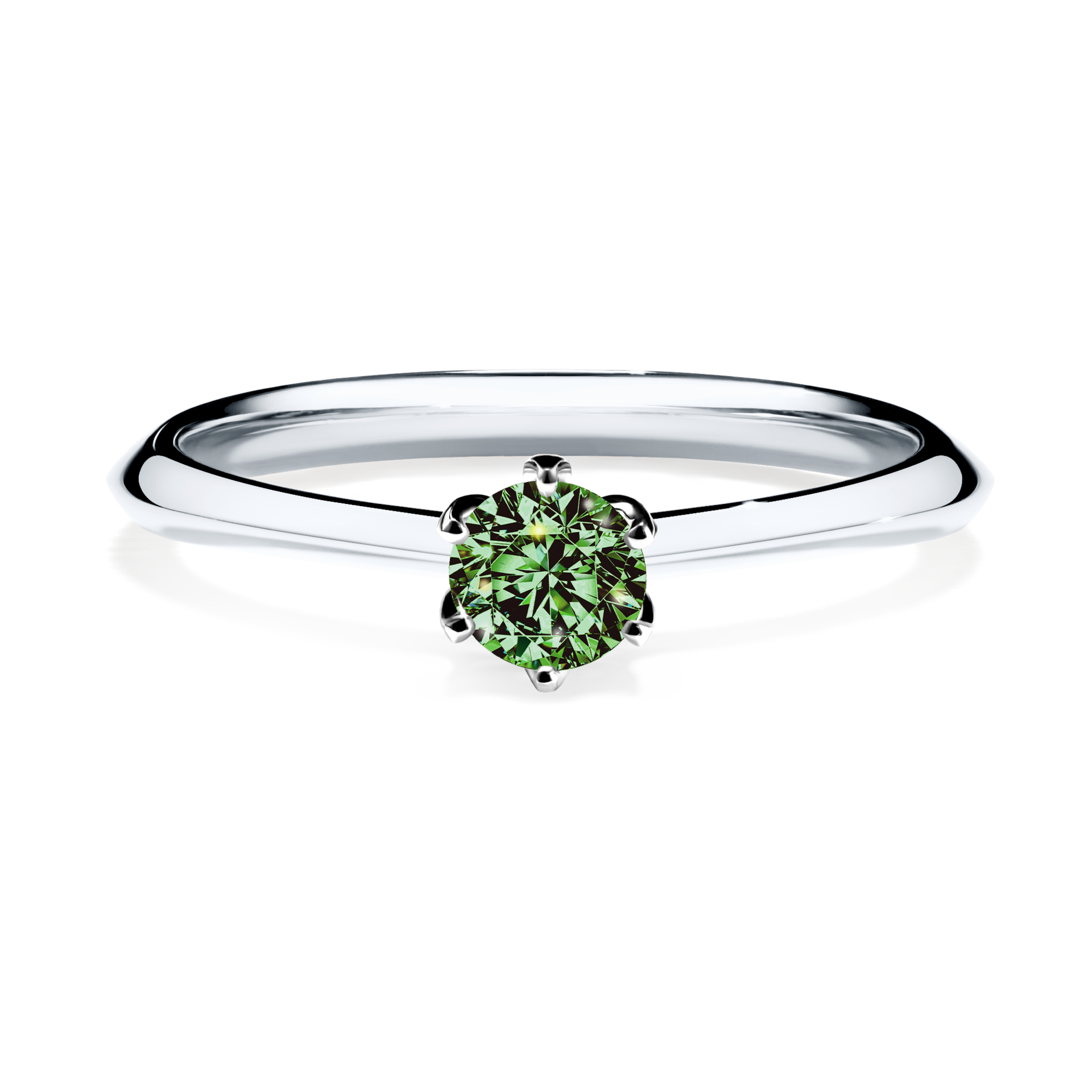 Pierścionek zaręczynowy My Daisy z białego złota z ciemnym zielonym diamentem 0,25CT