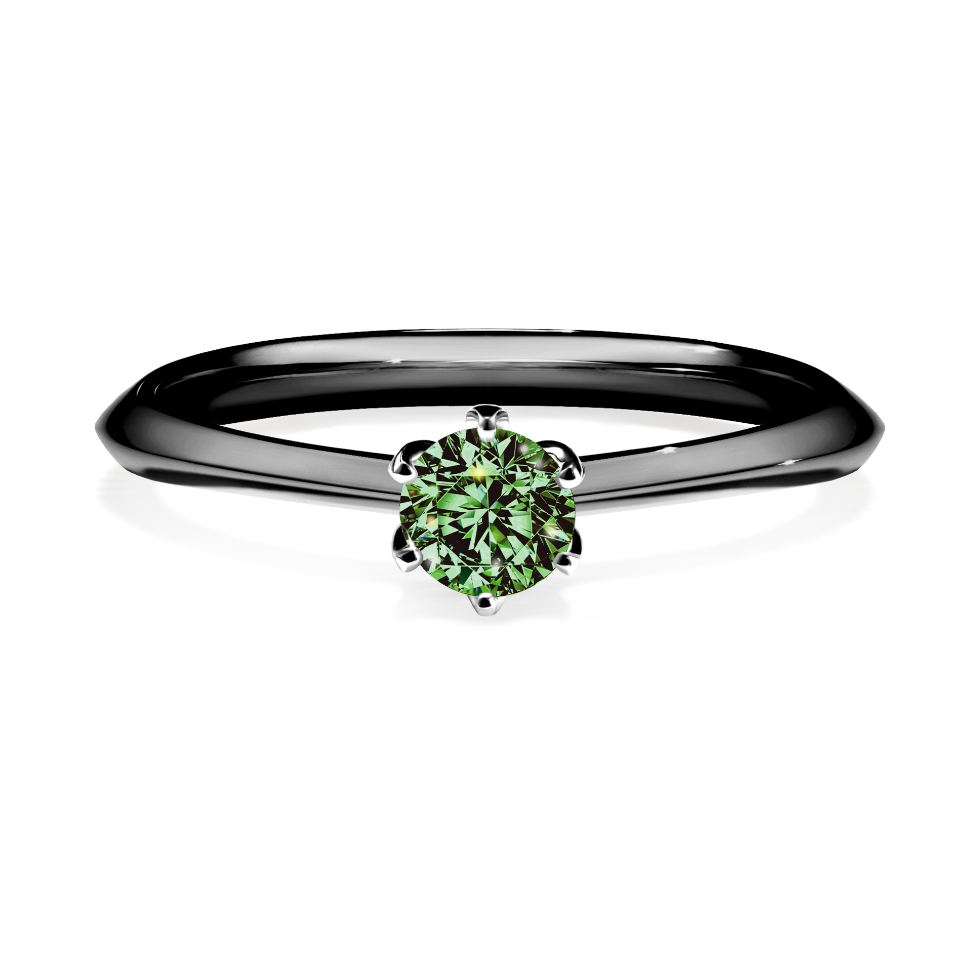 Pierścionek zaręczynowy My Daisy z czarnego złota z ciemnym zielonym diamentem 0,25CT