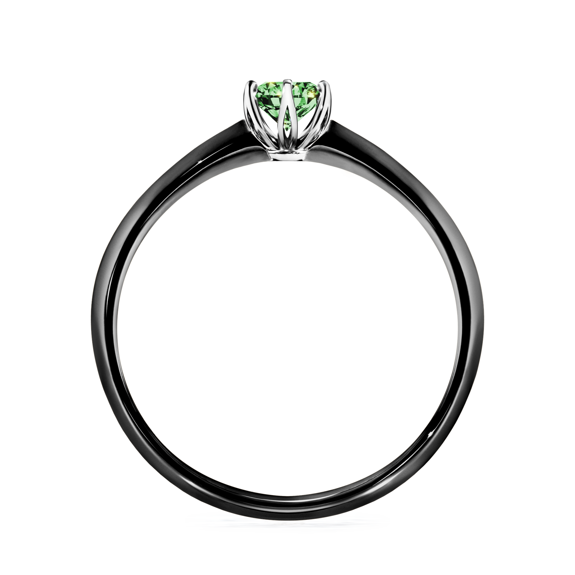 Pierścionek zaręczynowy My Daisy z czarnego złota z ciemnym zielonym diamentem 0,25CT