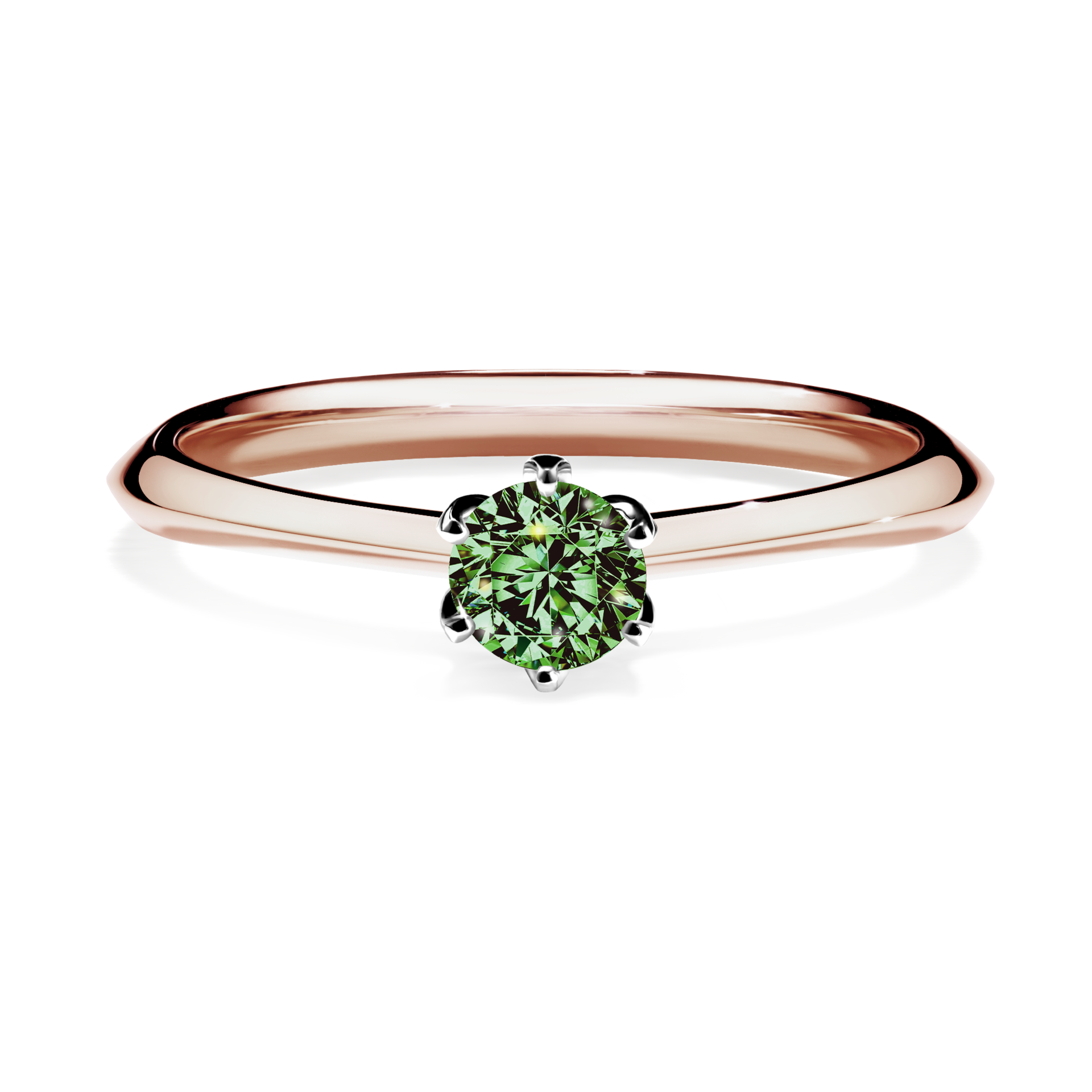 Pierścionek zaręczynowy My Daisy z różowego złota z ciemnym zielonym diamentem 0,25CT