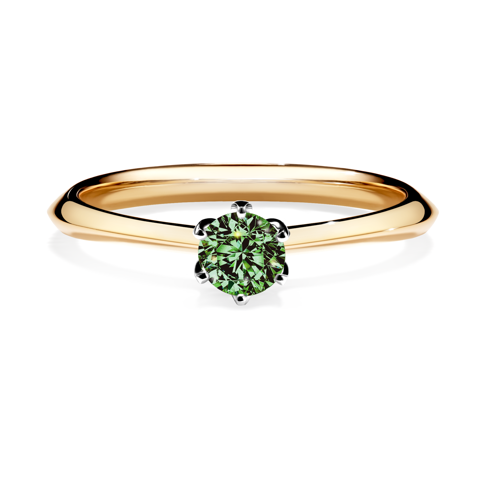Pierścionek zaręczynowy My Daisy z żółtego złota z ciemnym zielonym diamentem 0,25CT