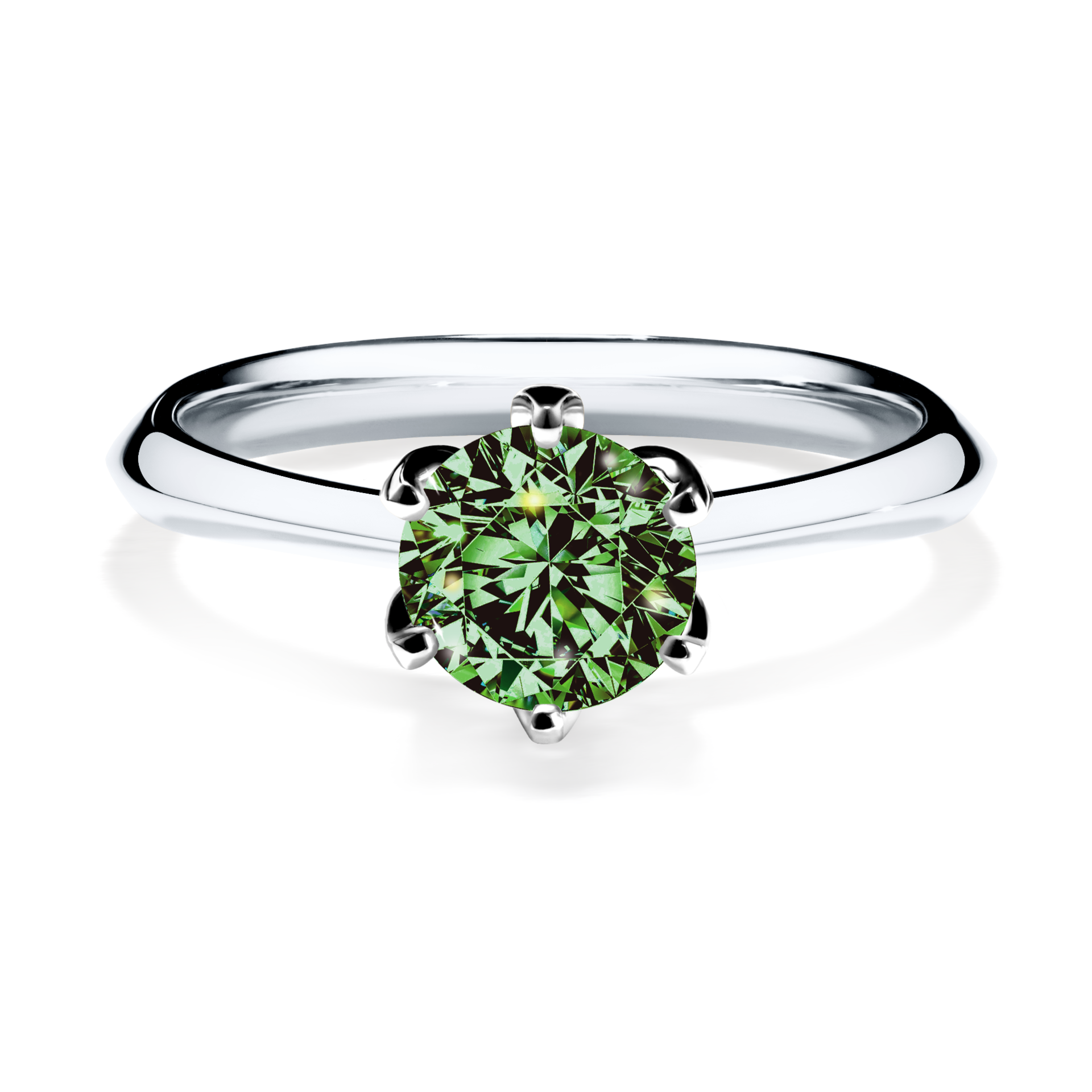 Pierścionek zaręczynowy My Daisy z białego złota z ciemnym zielonym diamentem 0,80CT