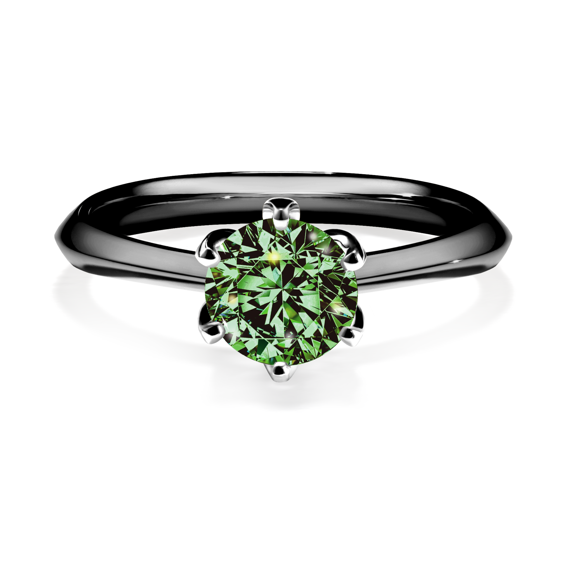 Pierścionek zaręczynowy My Daisy z czarnego złota z ciemnym zielonym diamentem 0,80CT