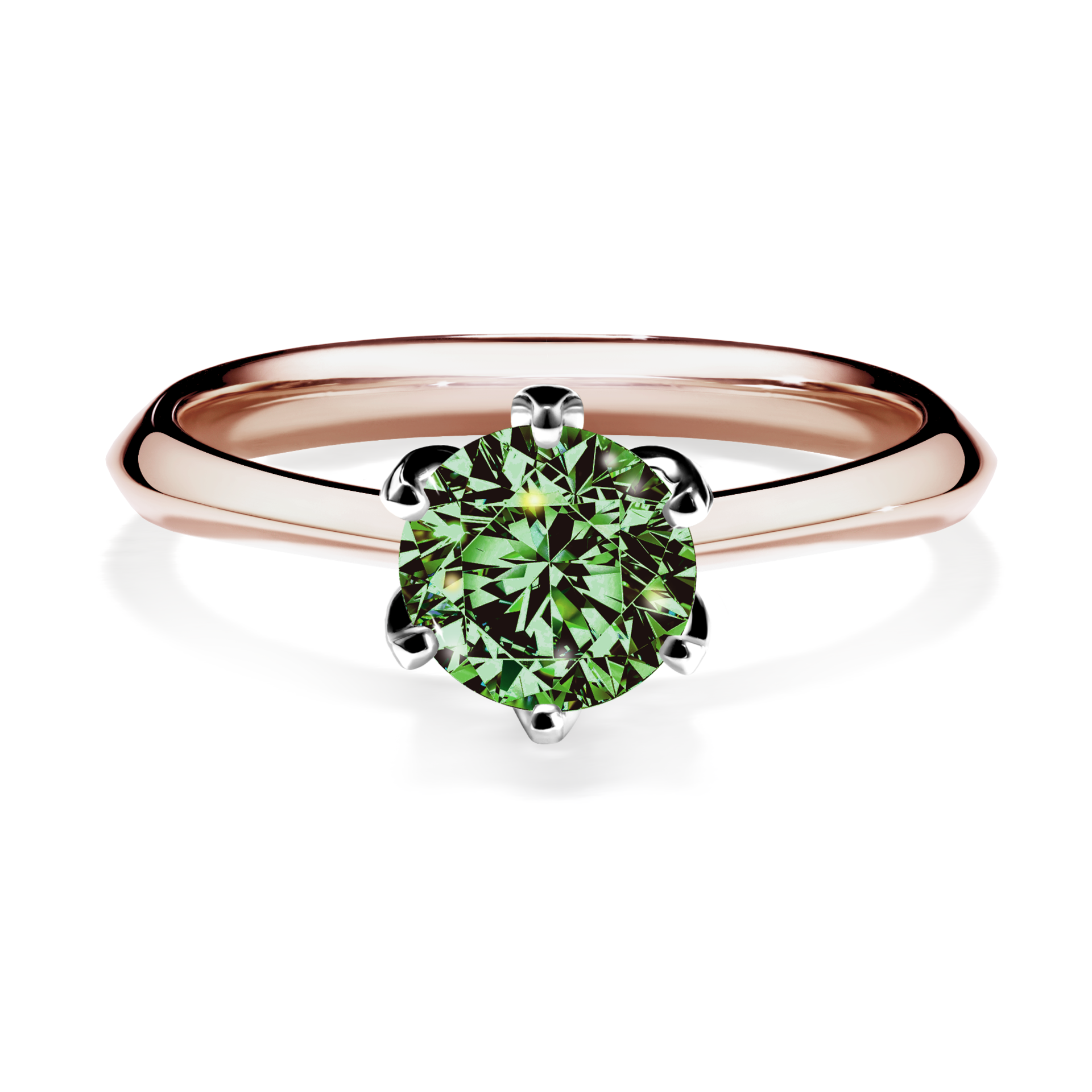Pierścionek zaręczynowy My Daisy z różowego złota z ciemnym zielonym diamentem 0,80CT