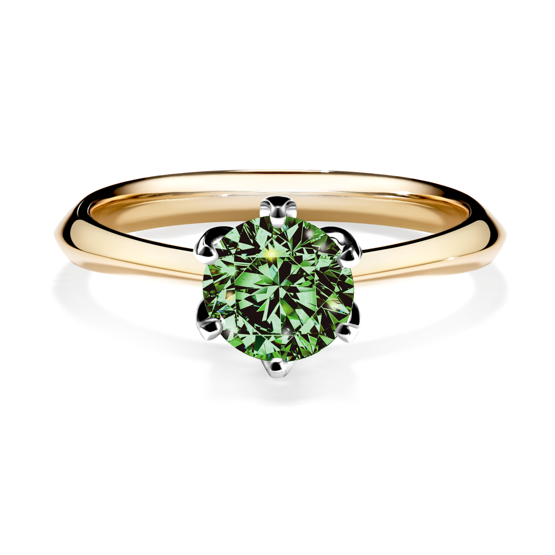 Pierścionek zaręczynowy My Daisy z żółtego złota z ciemnym zielonym diamentem 0,80CT