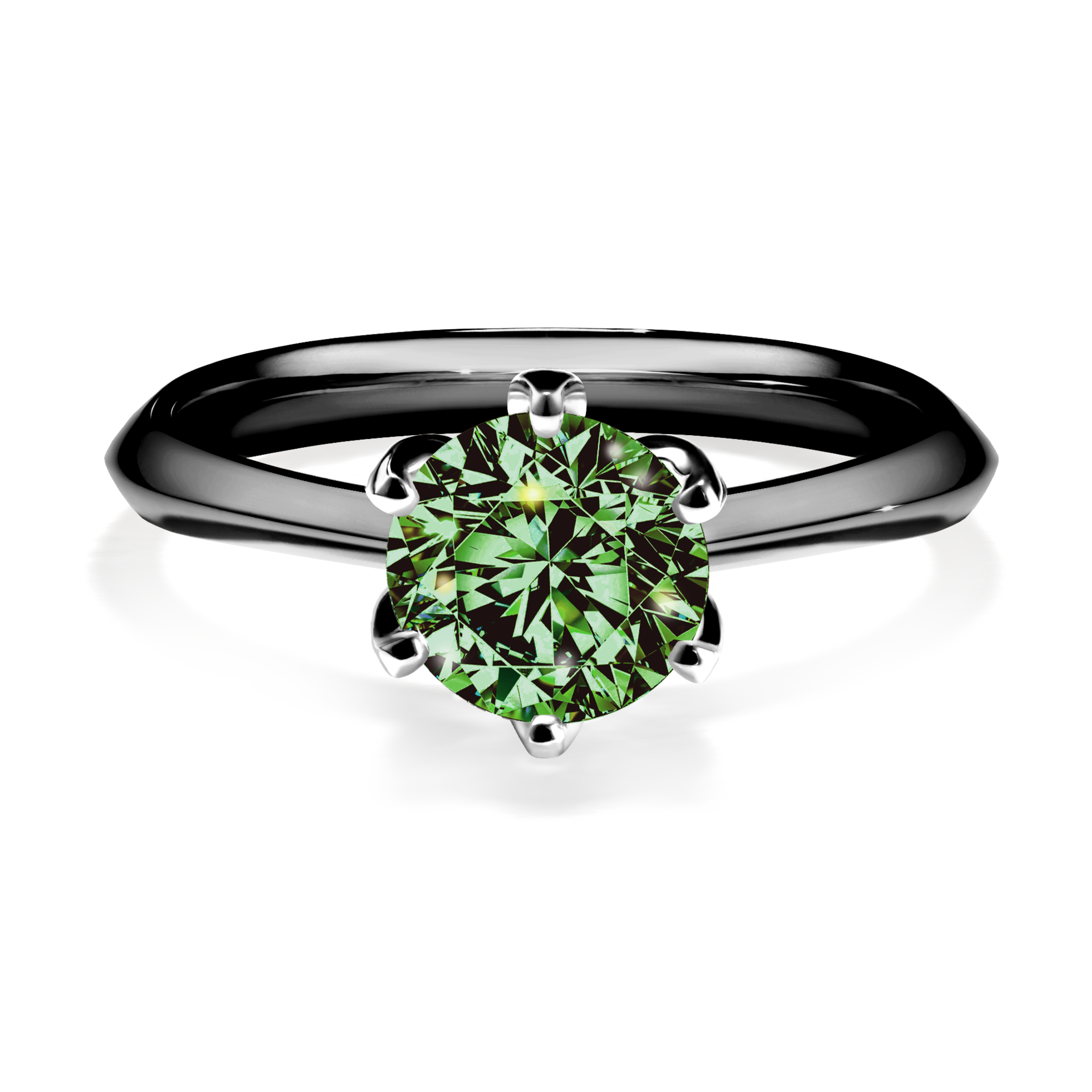 Pierścionek zaręczynowy My Daisy z czarnego złota z ciemnym zielonym diamentem 1,00CT