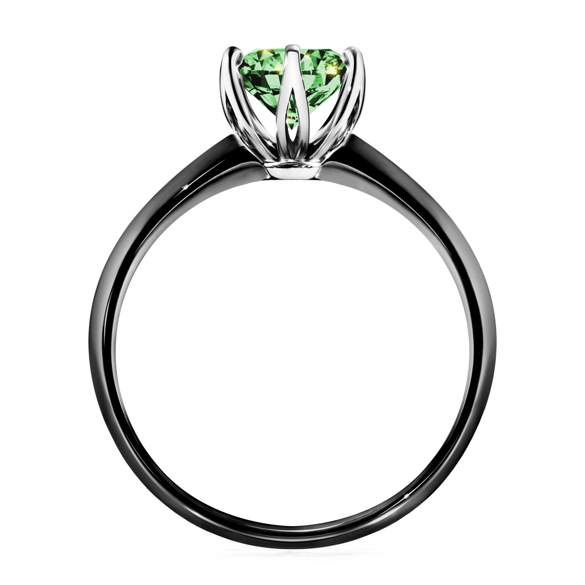 Pierścionek zaręczynowy My Daisy z czarnego złota z ciemnym zielonym diamentem 1,00CT