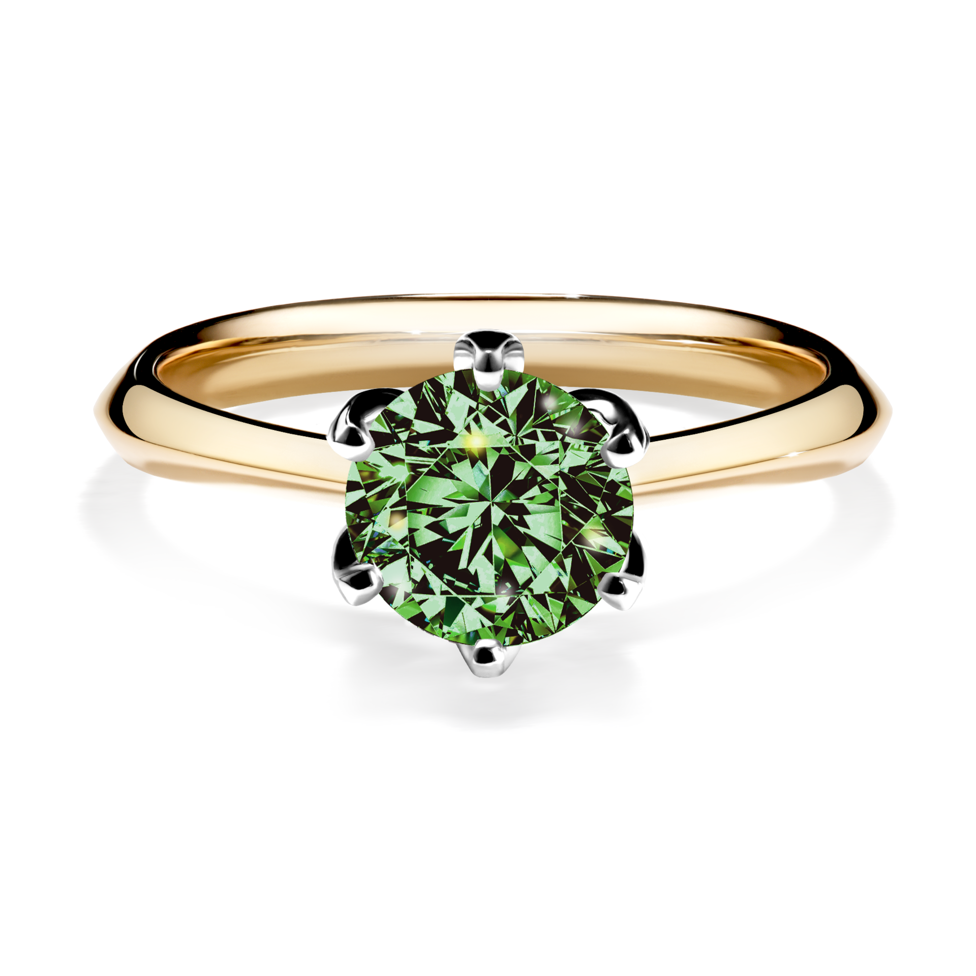Pierścionek zaręczynowy My Daisy z żółtego złota z ciemnym zielonym diamentem 1,00CT