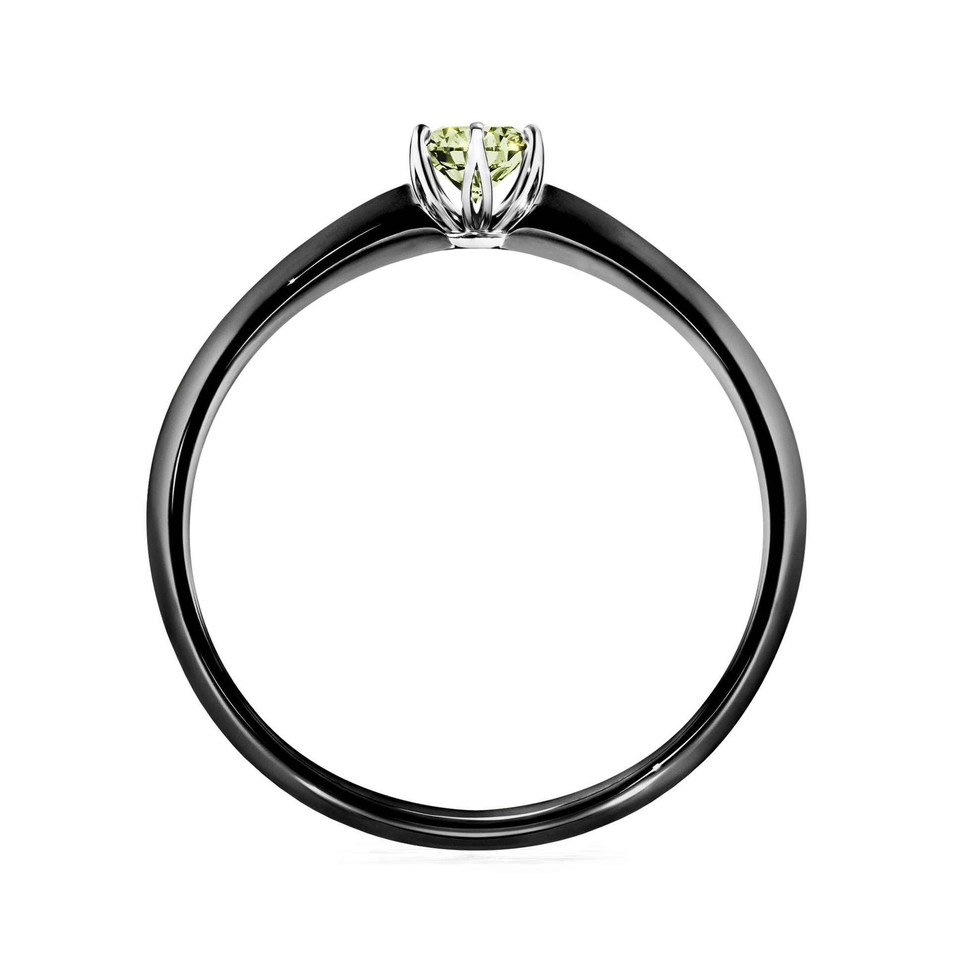 Pierścionek zaręczynowy My Daisy z czarnego złota z jasnym zielonym diamentem 0,17CT