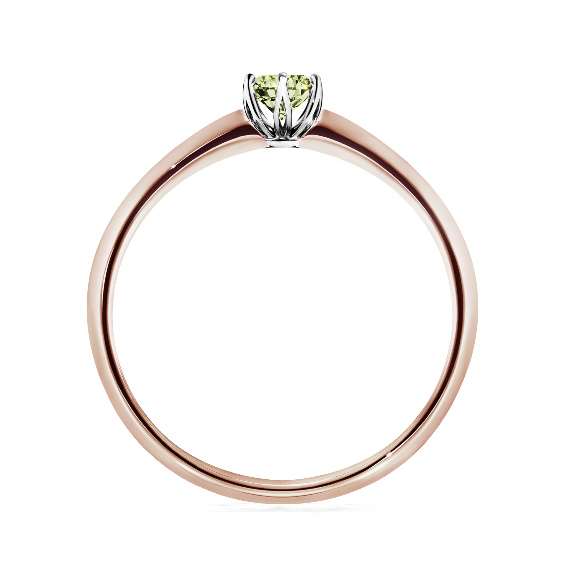 Pierścionek zaręczynowy My Daisy z różowego złota z jasnym zielonym diamentem 0,17CT