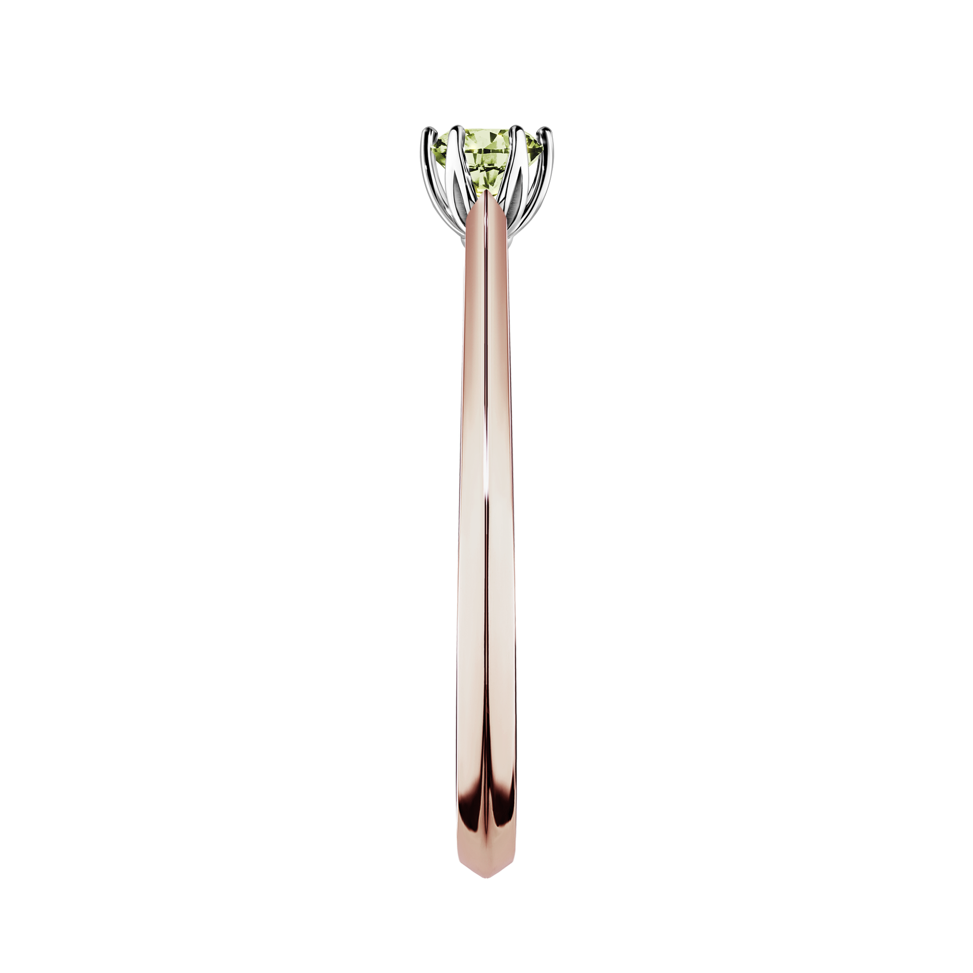 Pierścionek zaręczynowy My Daisy z różowego złota z jasnym zielonym diamentem 0,17CT