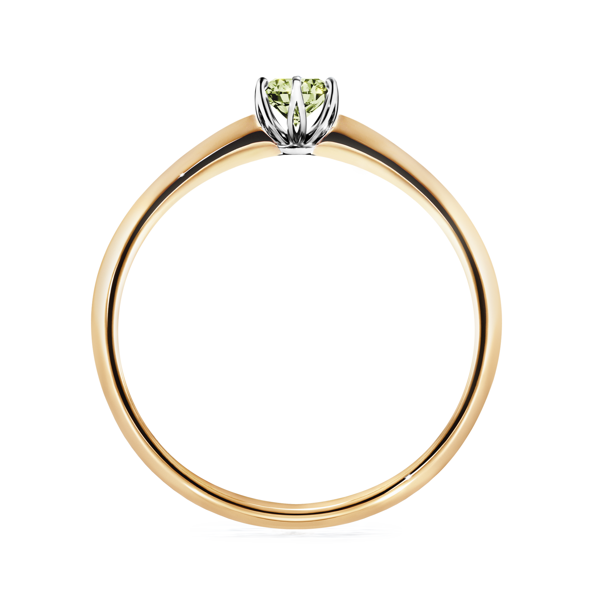 Pierścionek zaręczynowy My Daisy z żółtego złota z jasnym zielonym diamentem 0,17CT