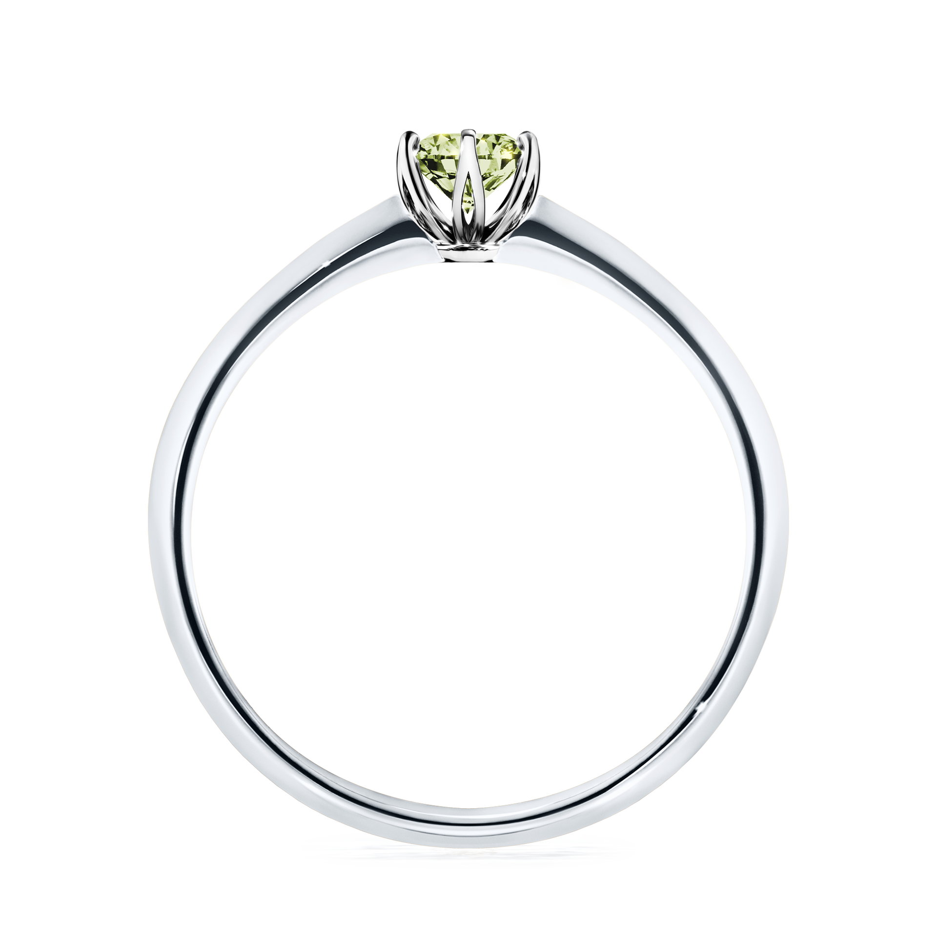 Pierścionek zaręczynowy My Daisy z białego złota z jasnym zielonym diamentem 0,25CT