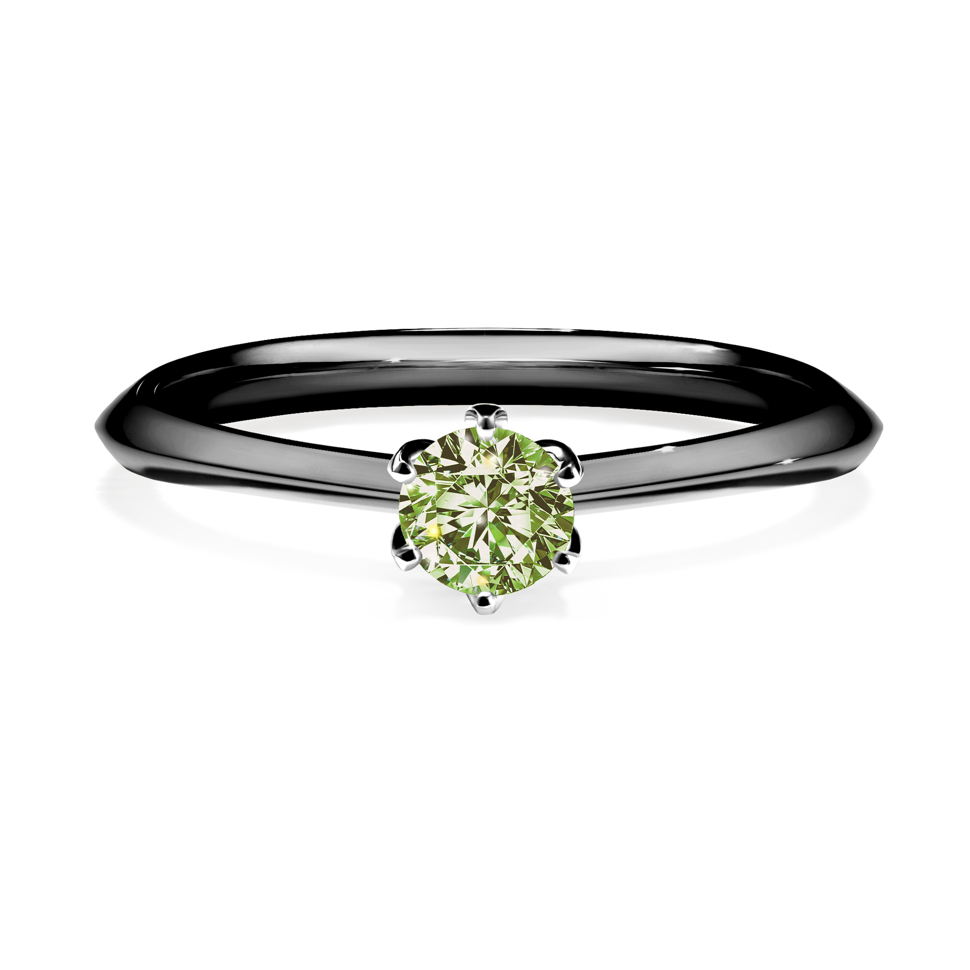 Pierścionek zaręczynowy My Daisy z czarnego złota z jasnym zielonym diamentem 0,25CT