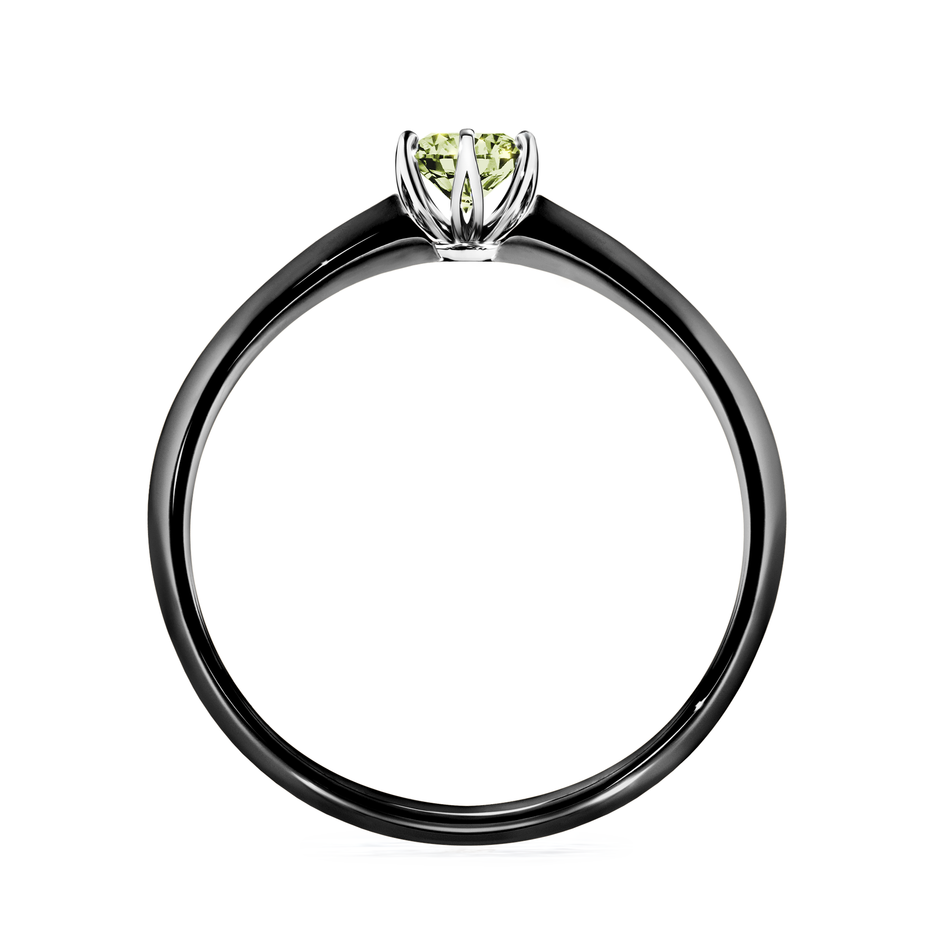 Pierścionek zaręczynowy My Daisy z czarnego złota z jasnym zielonym diamentem 0,25CT