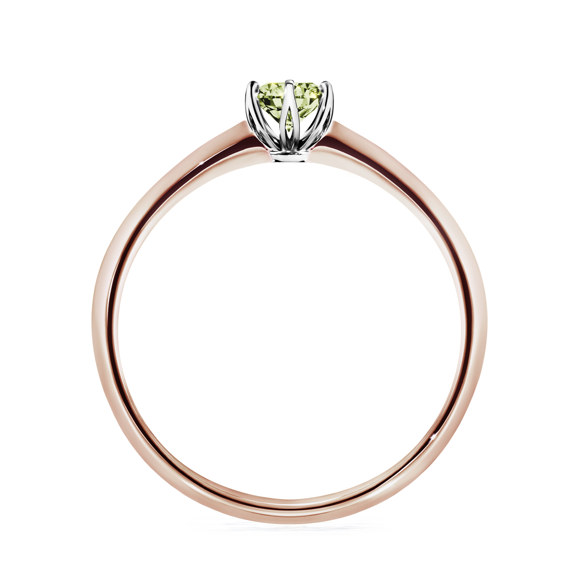 Pierścionek zaręczynowy My Daisy z różowego złota z jasnym zielonym diamentem 0,25CT
