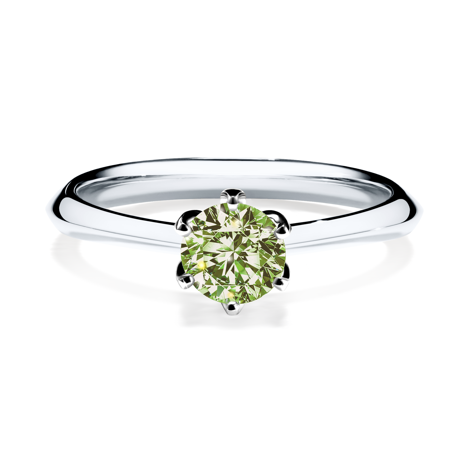 Pierścionek zaręczynowy My Daisy z białego złota z jasnym zielonym diamentem 0,50CT