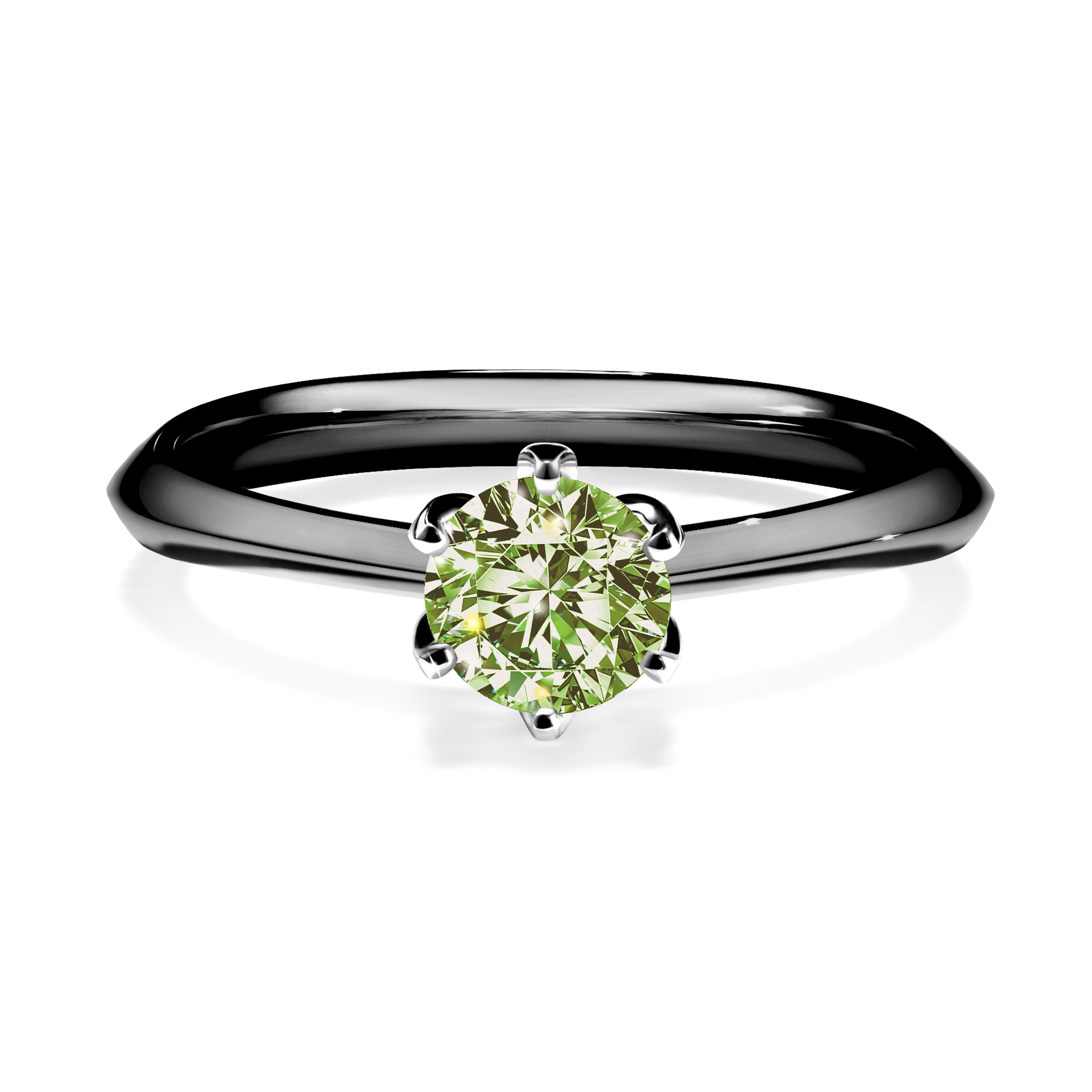 Pierścionek zaręczynowy My Daisy z czarnego złota z jasnym zielonym diamentem 0,50CT