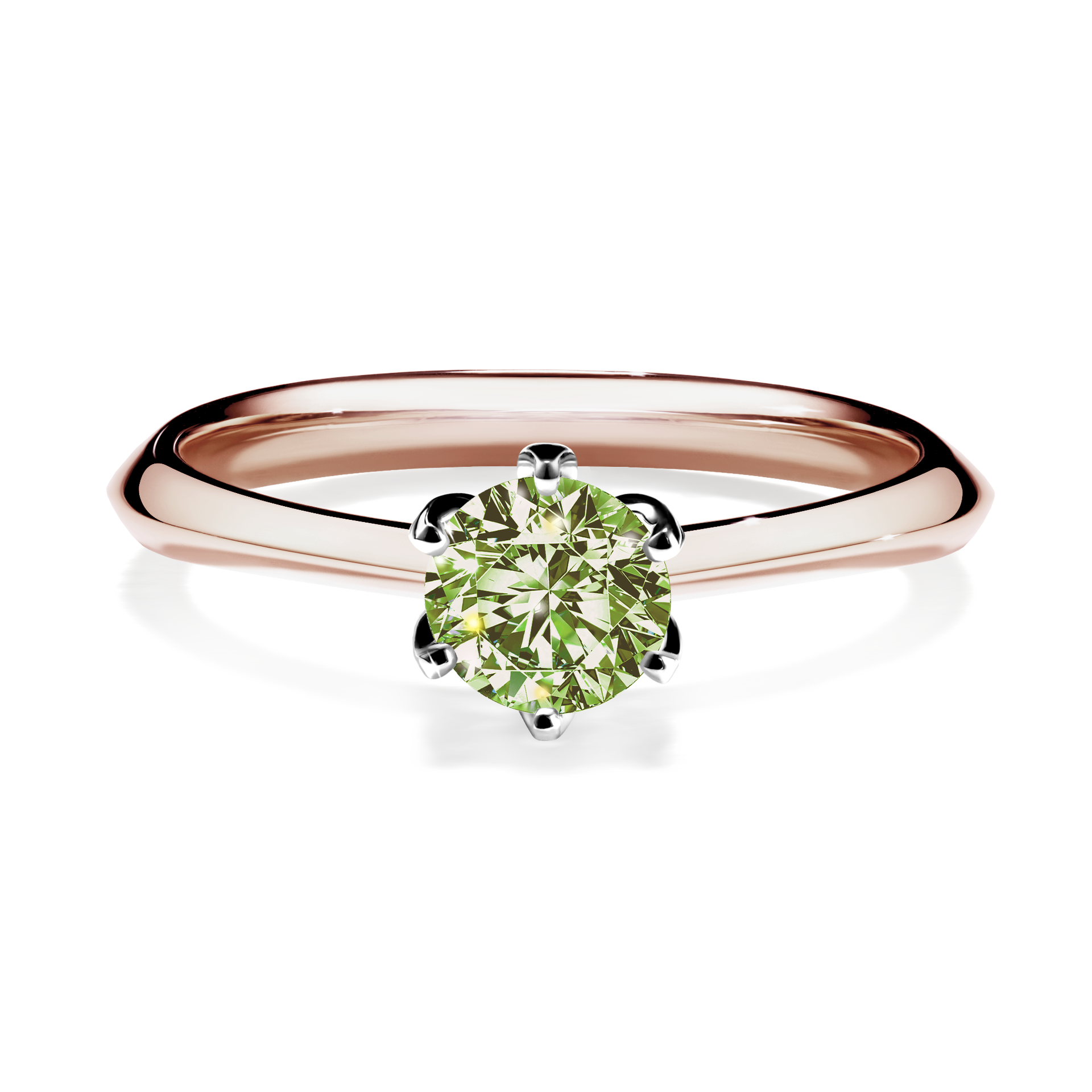 Pierścionek zaręczynowy My Daisy z różowego złota z jasnym zielonym diamentem 0,50CT