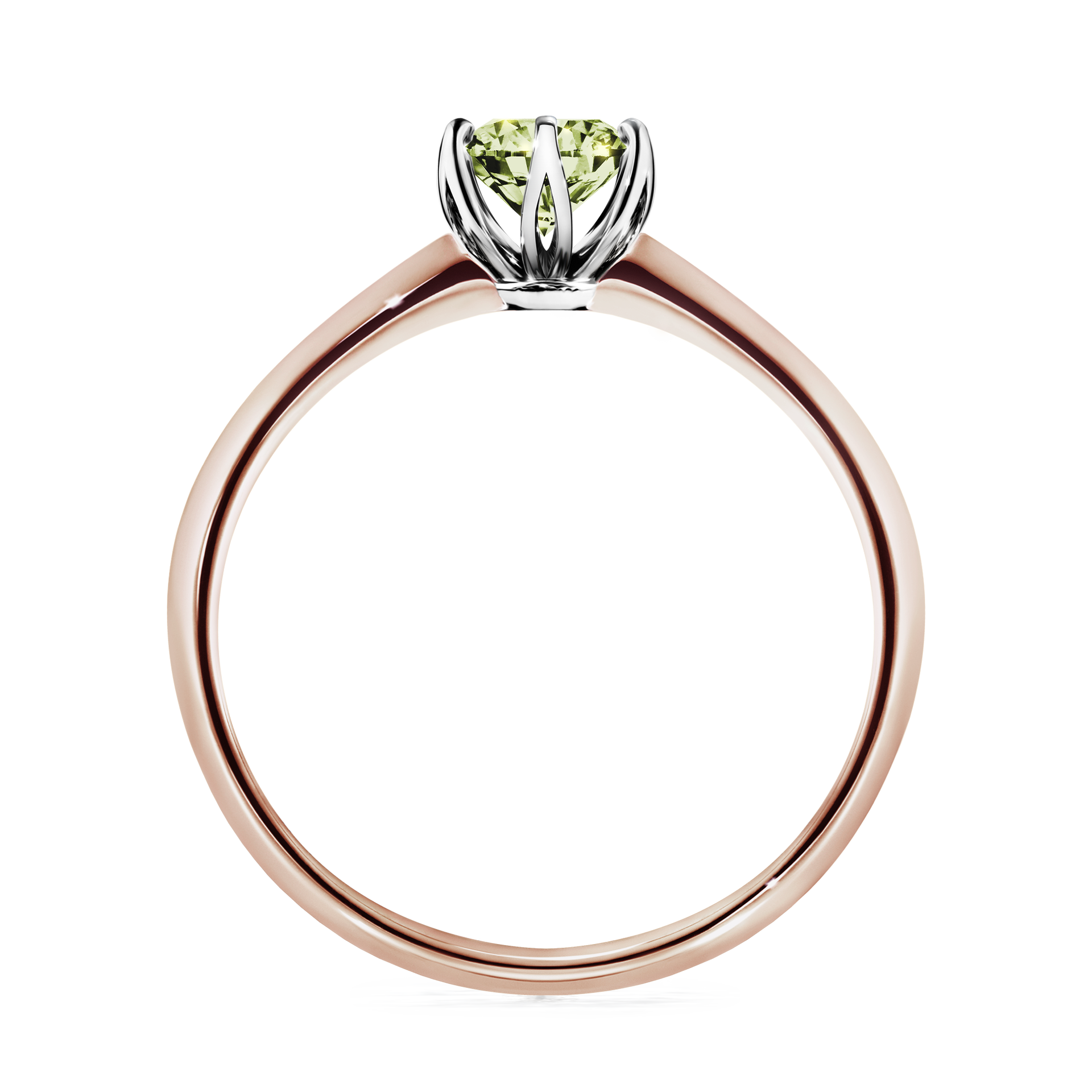 Pierścionek zaręczynowy My Daisy z różowego złota z jasnym zielonym diamentem 0,50CT