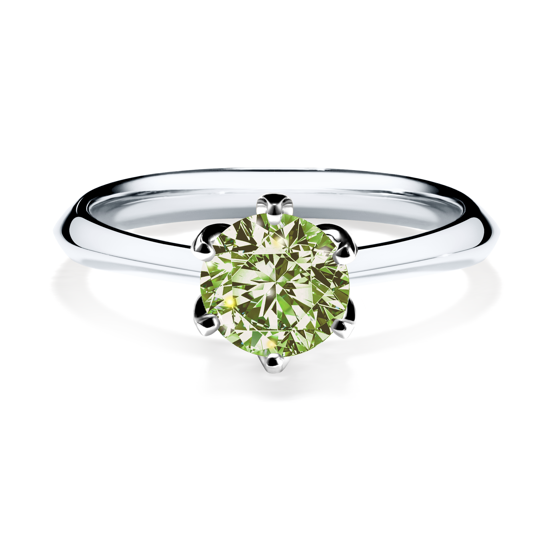 Pierścionek zaręczynowy My Daisy z białego złota z jasnym zielonym diamentem 0,80CT