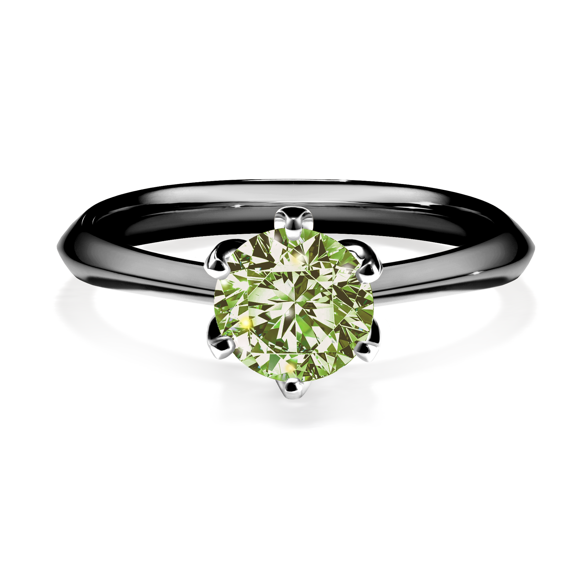 Pierścionek zaręczynowy My Daisy z czarnego złota z jasnym zielonym diamentem 0,80CT
