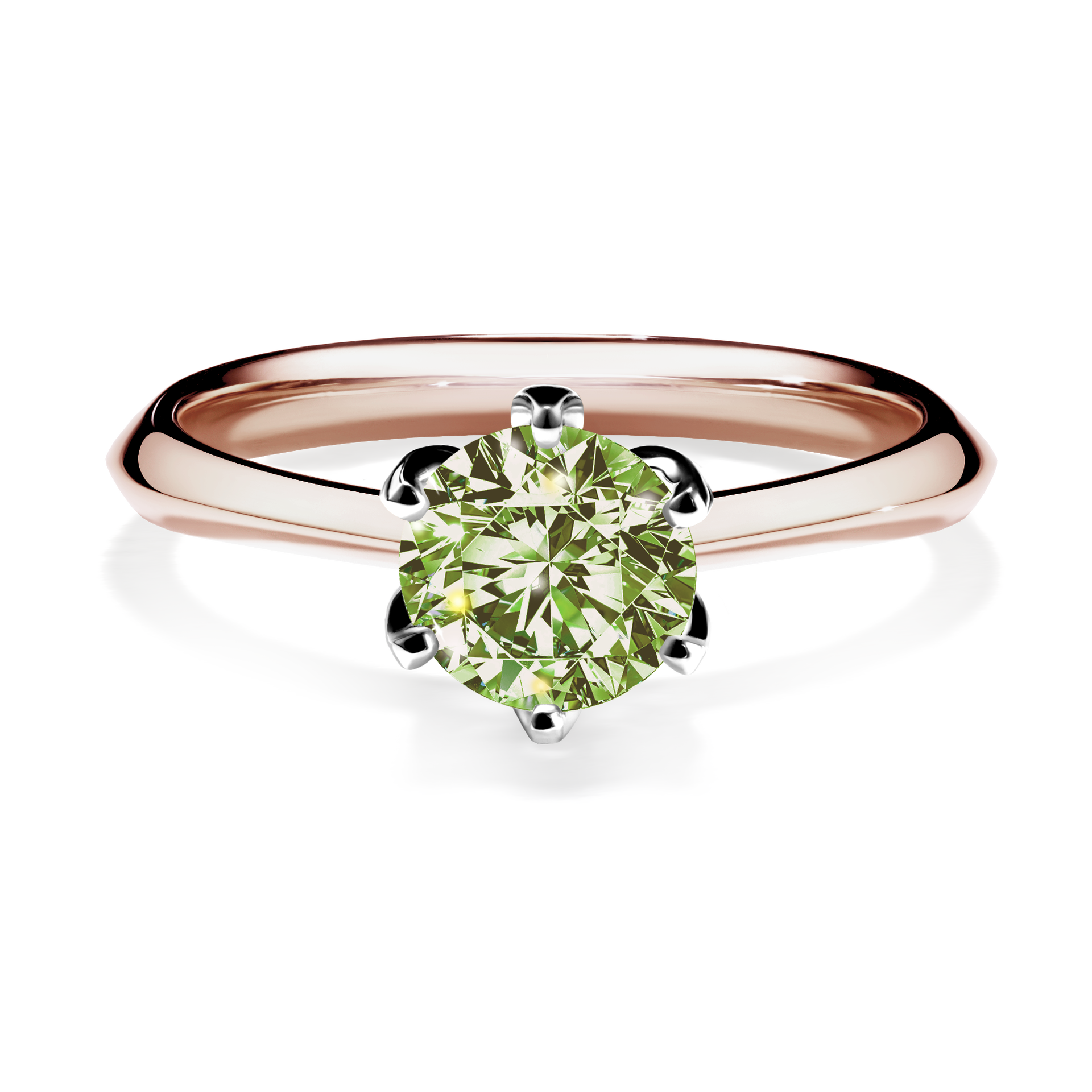 Pierścionek zaręczynowy My Daisy z różowego złota z jasnym zielonym diamentem 0,80CT